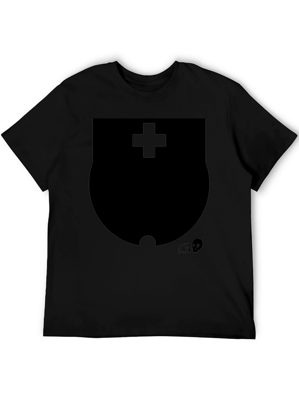 Modern Black Graphic T-Shirt with Shield Design