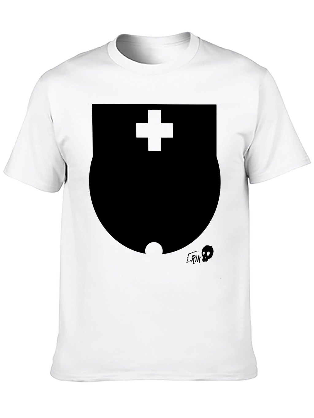 Modern Black Graphic T-Shirt with Shield Design