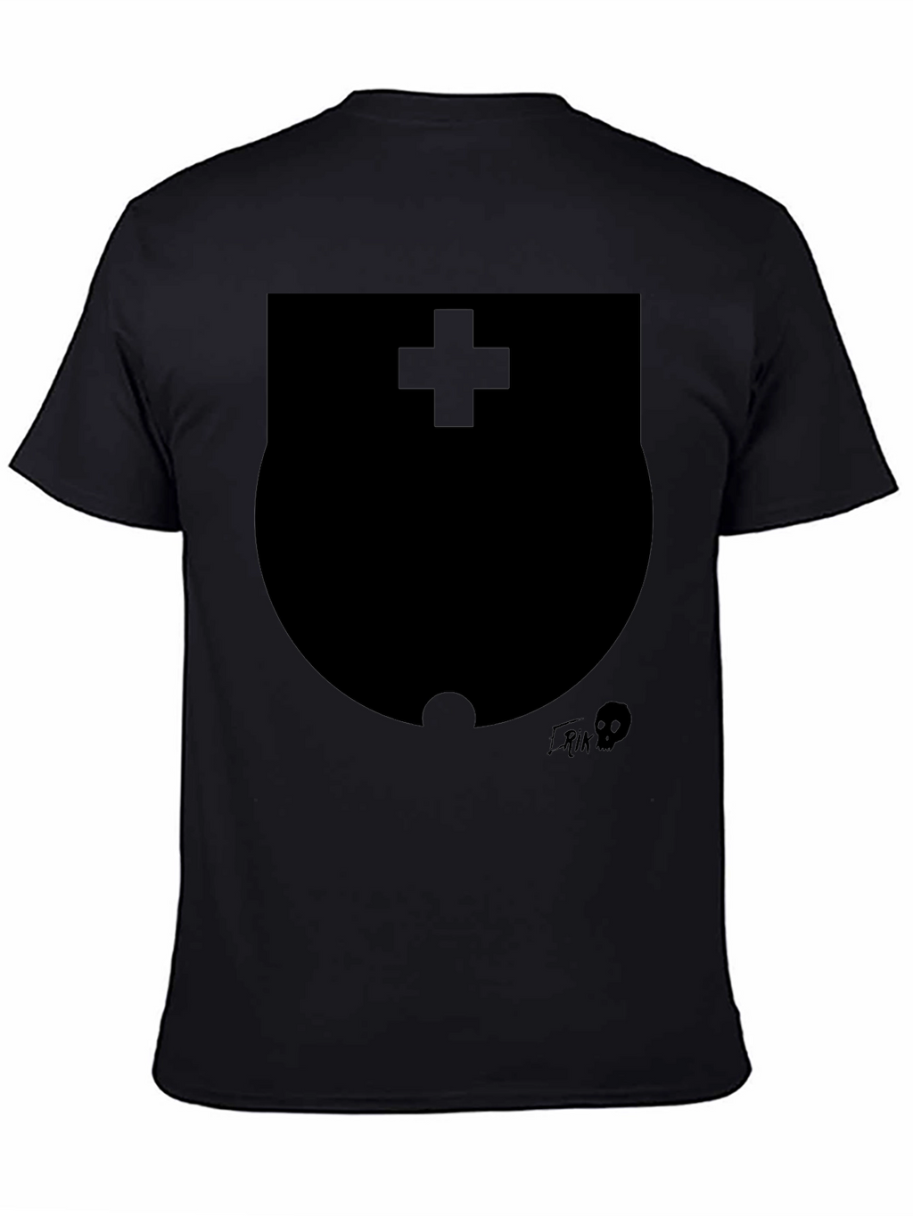 Modern Black Graphic T-Shirt with Shield Design