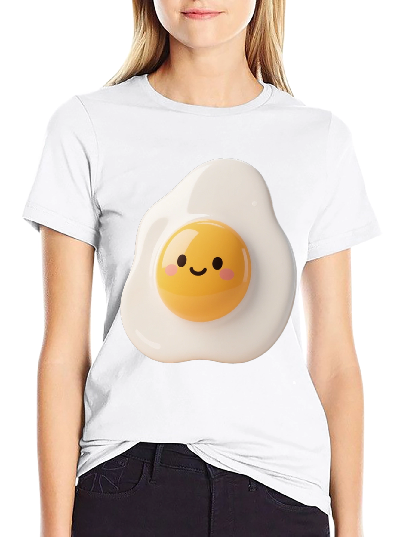 Cute Fried Egg Graphic Tee - Black Unisex T-Shirt