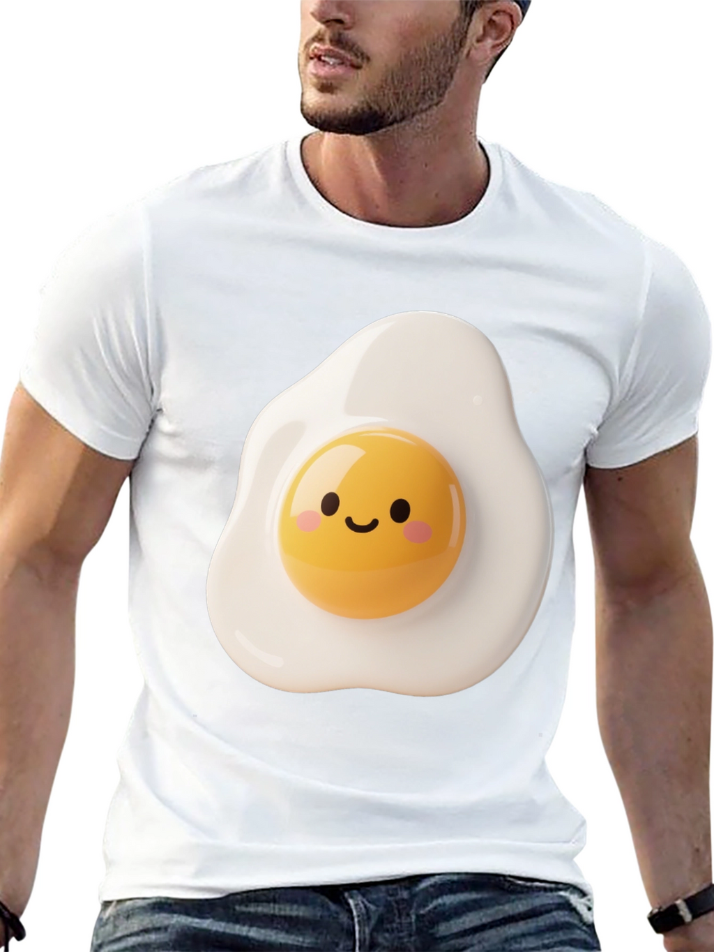 Cute Fried Egg Graphic Tee - Black Unisex T-Shirt