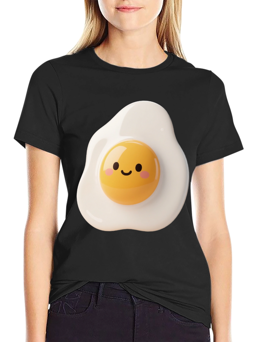 Cute Fried Egg Graphic Tee - Black Unisex T-Shirt