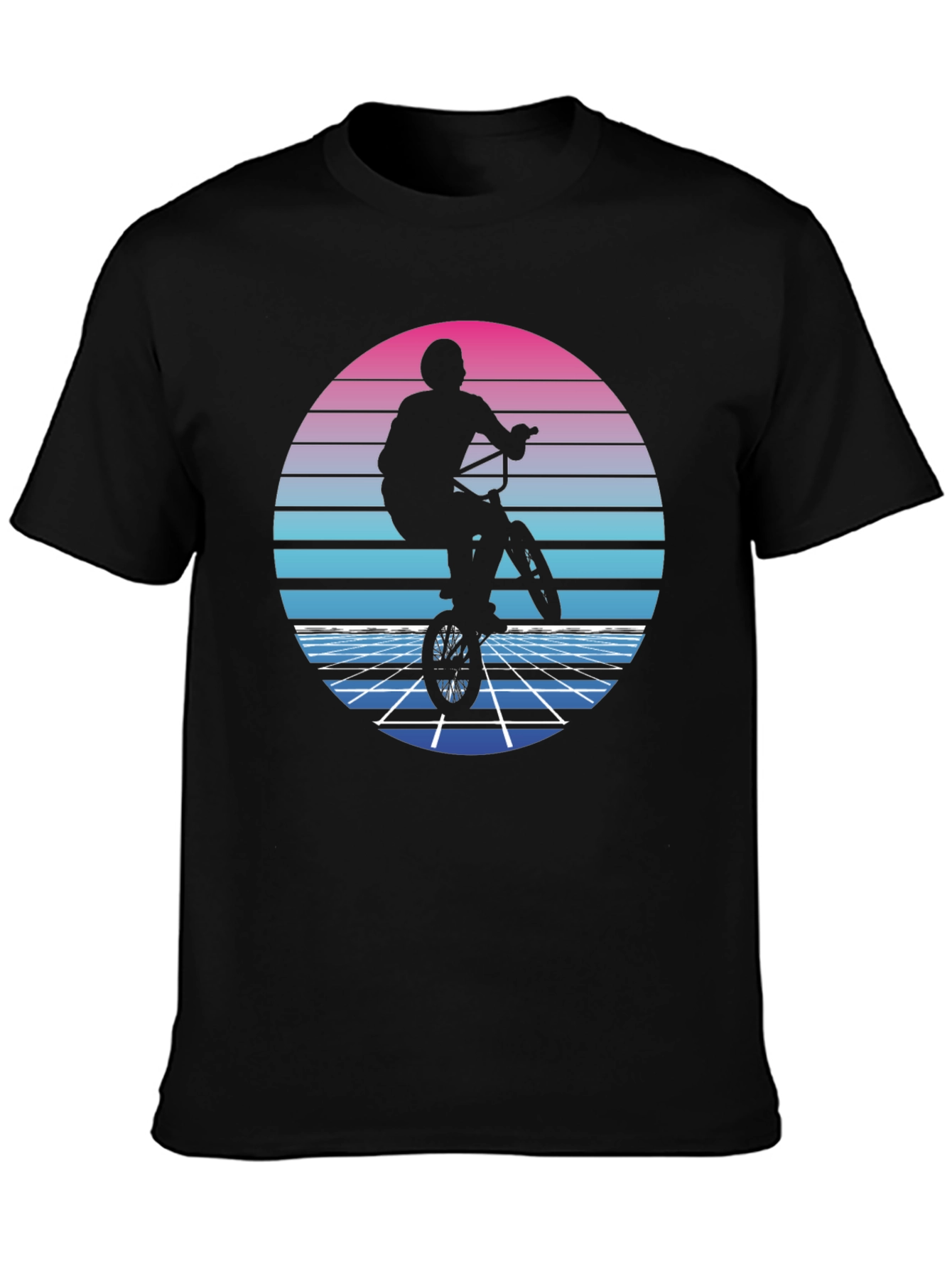 Retro BMX Rider T-Shirt - Synthwave Style