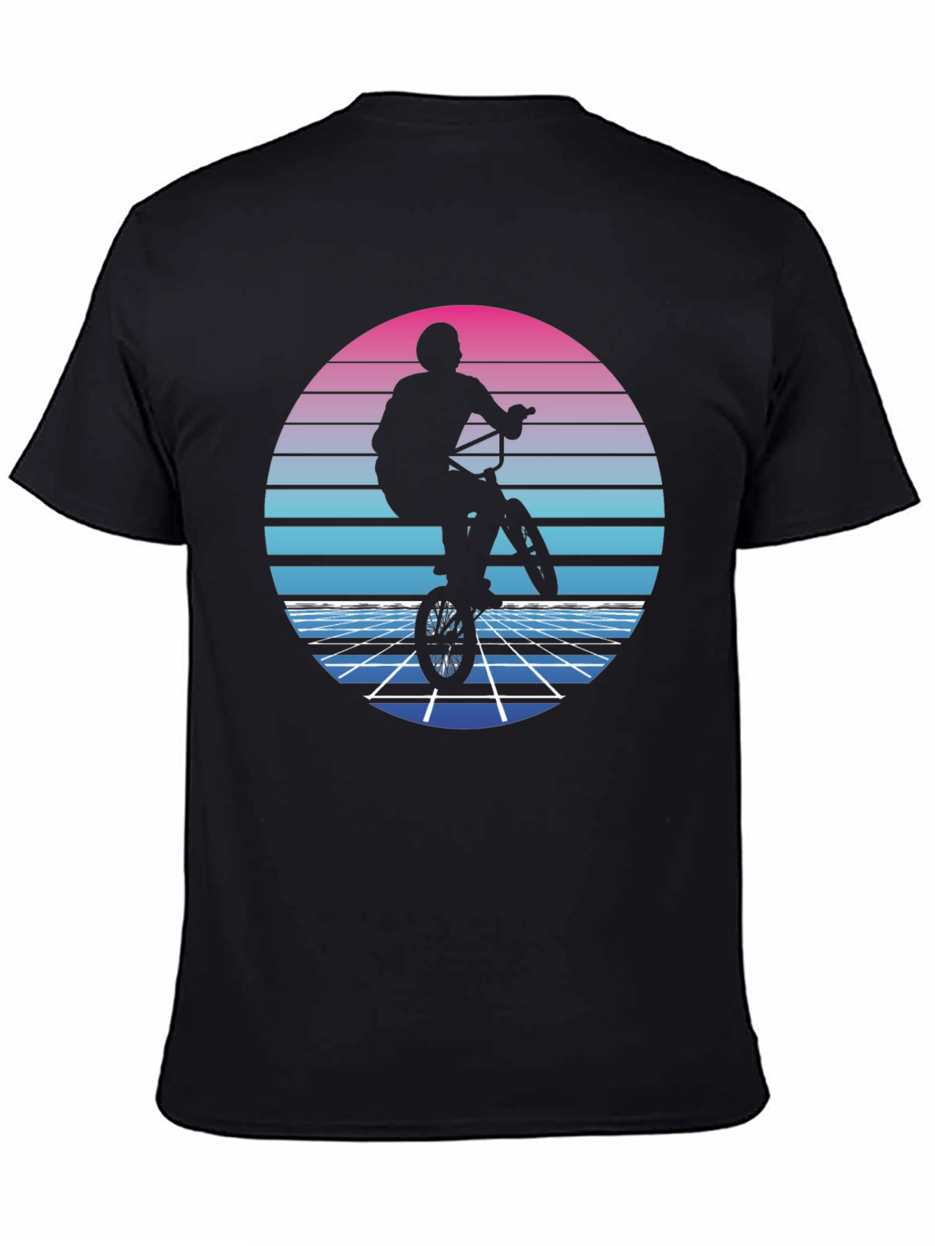 Retro BMX Rider T-Shirt - Synthwave Style