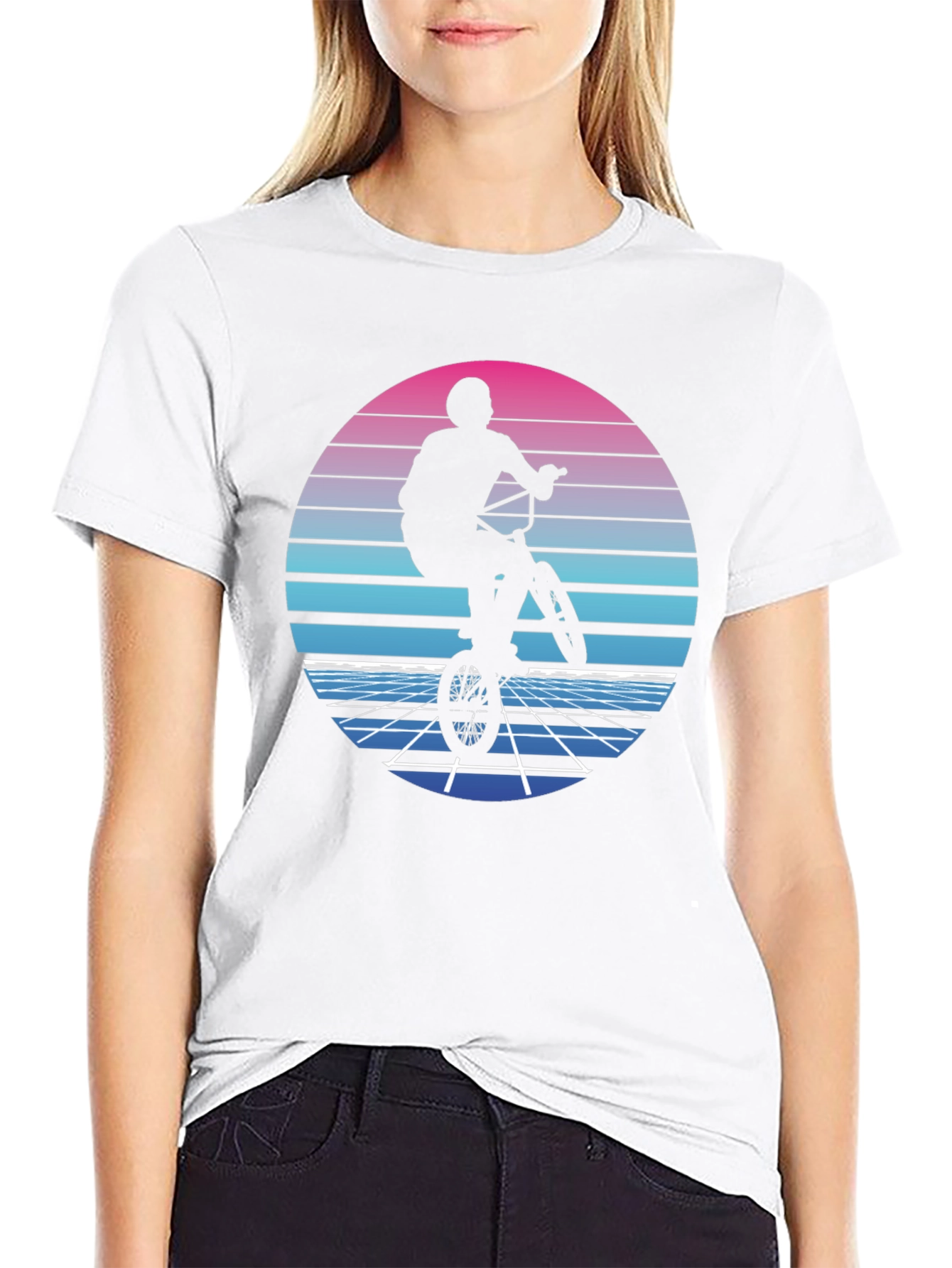 Retro BMX Rider T-Shirt - Synthwave Style