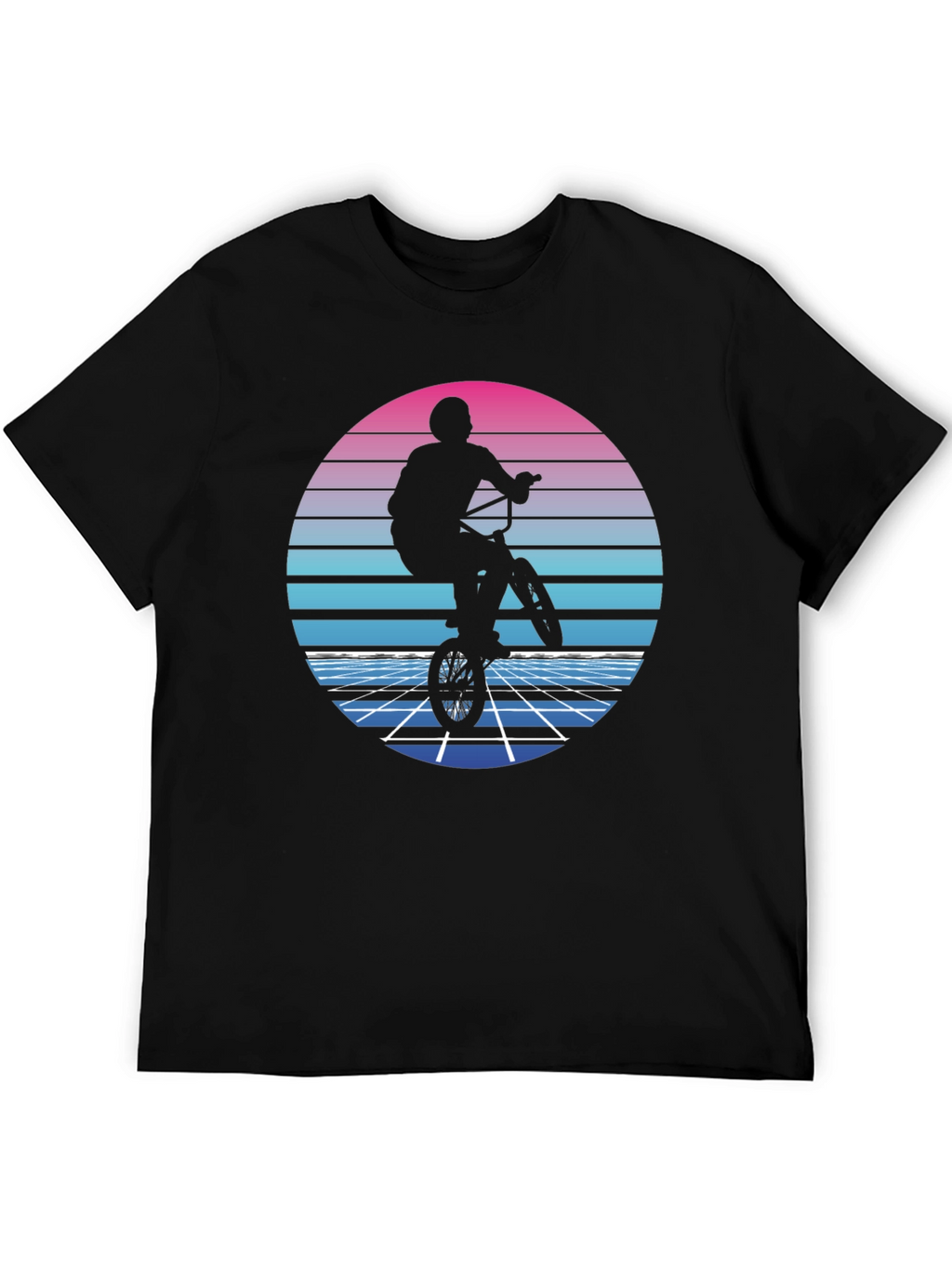 Retro BMX Rider T-Shirt - Synthwave Style
