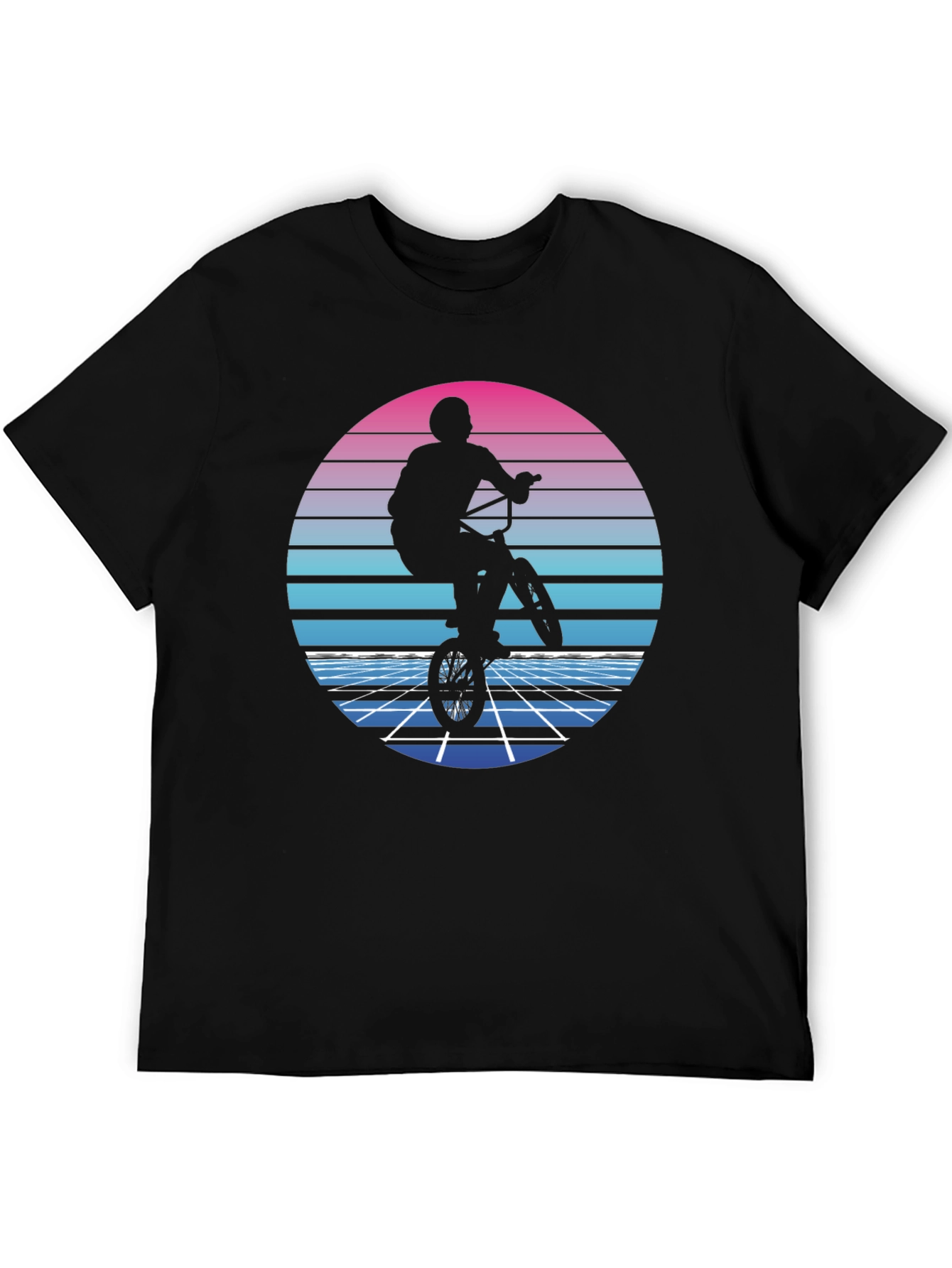 Retro BMX Rider T-Shirt - Synthwave Style