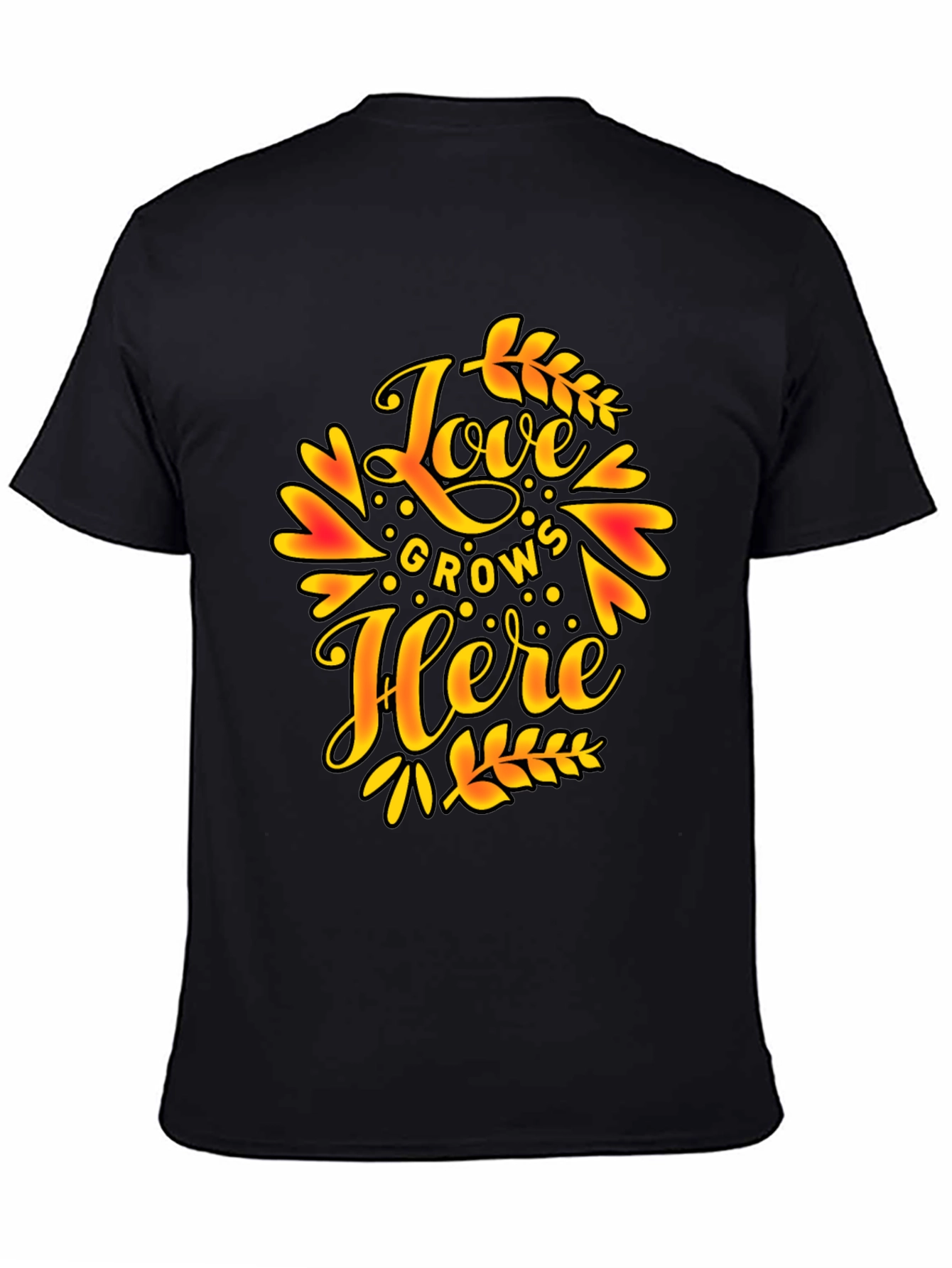 Love Grows Here Graphic T-Shirt - Trendy Black Tee
