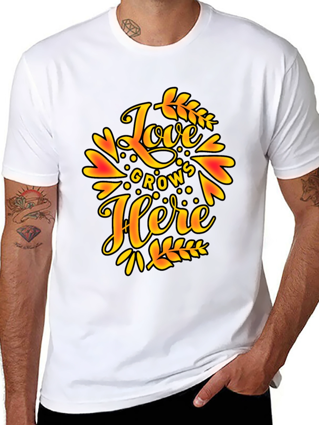 Love Grows Here Graphic T-Shirt - Trendy Black Tee