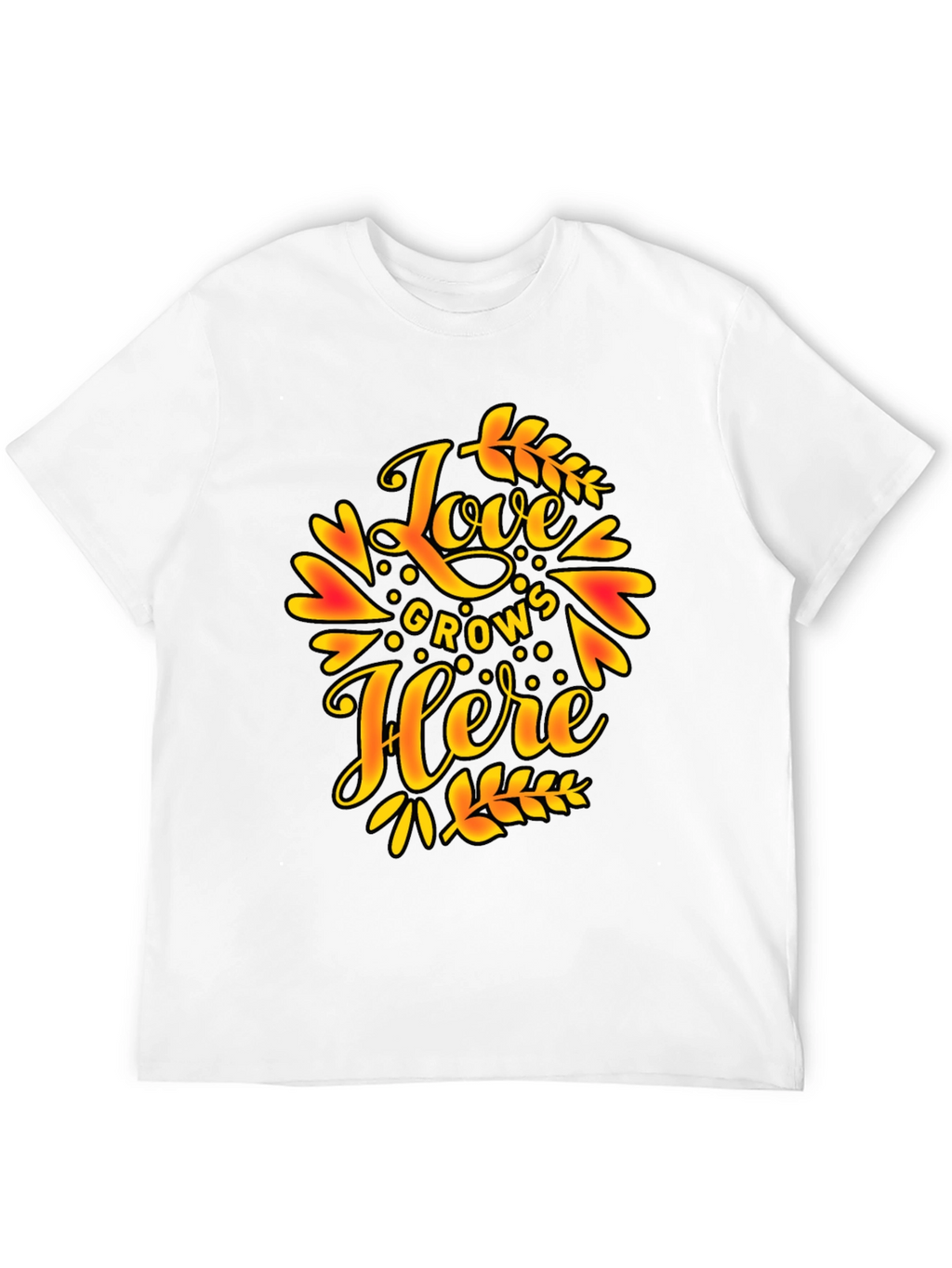 Love Grows Here Graphic T-Shirt - Trendy Black Tee
