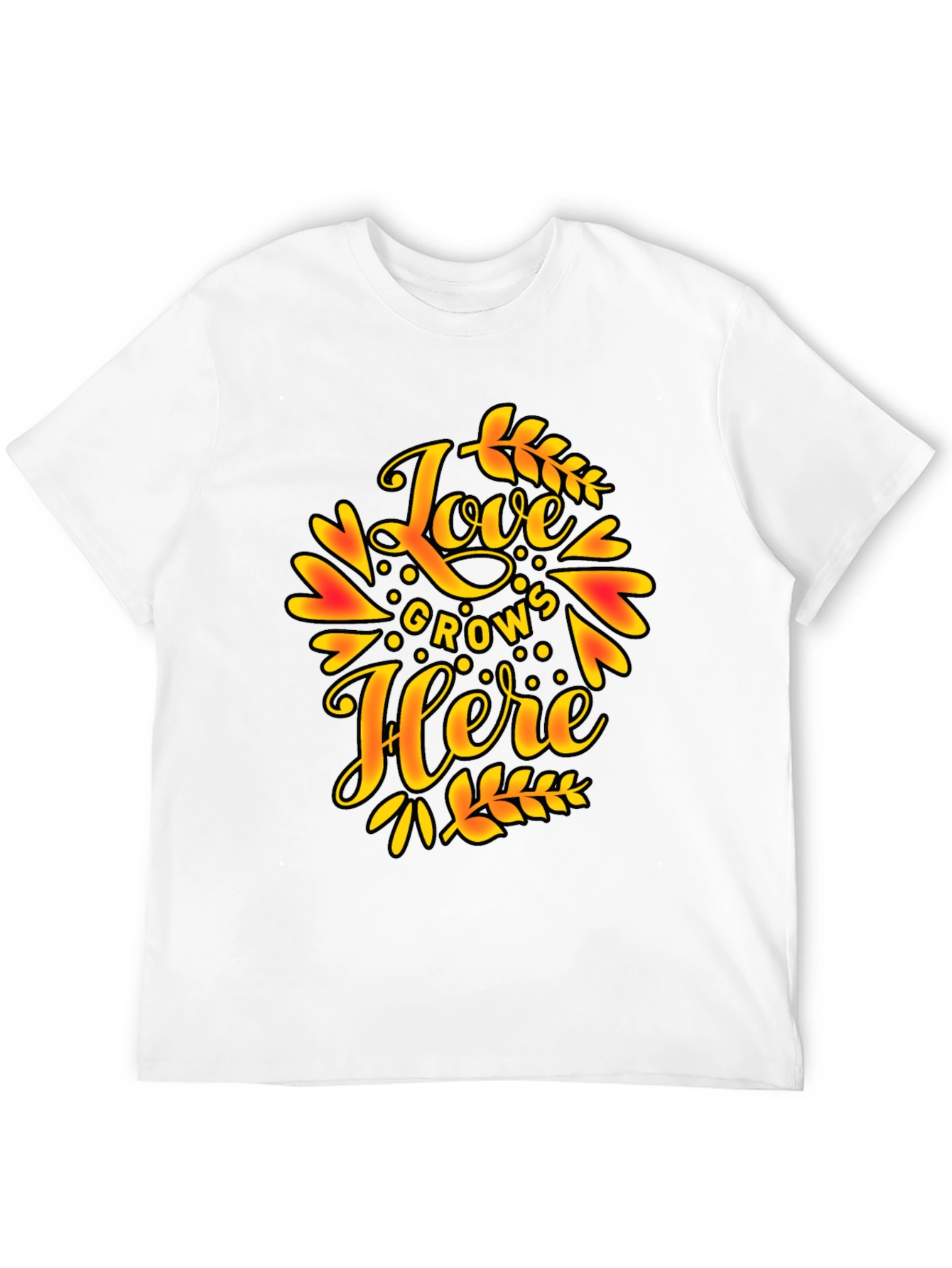 Love Grows Here Graphic T-Shirt - Trendy Black Tee