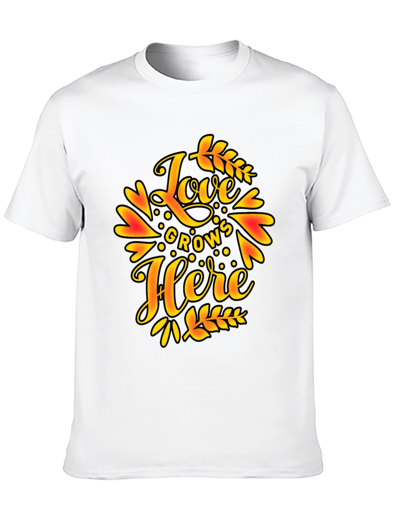 Love Grows Here Graphic T-Shirt - Trendy Black Tee
