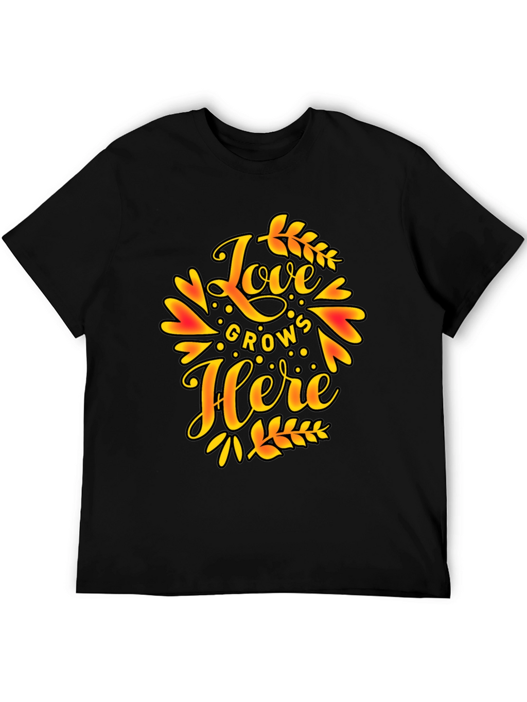 Love Grows Here Graphic T-Shirt - Trendy Black Tee