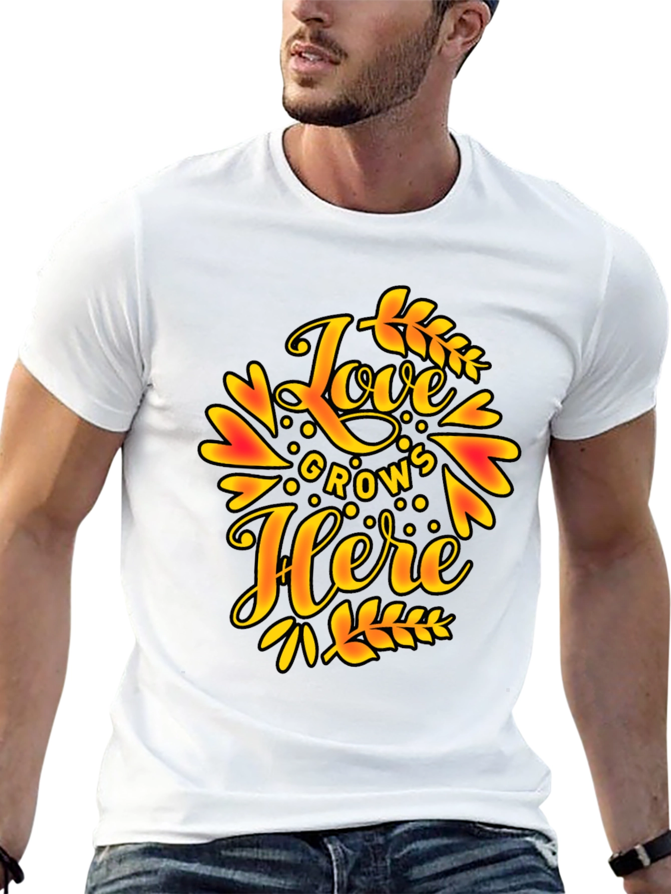 Love Grows Here Graphic T-Shirt - Trendy Black Tee
