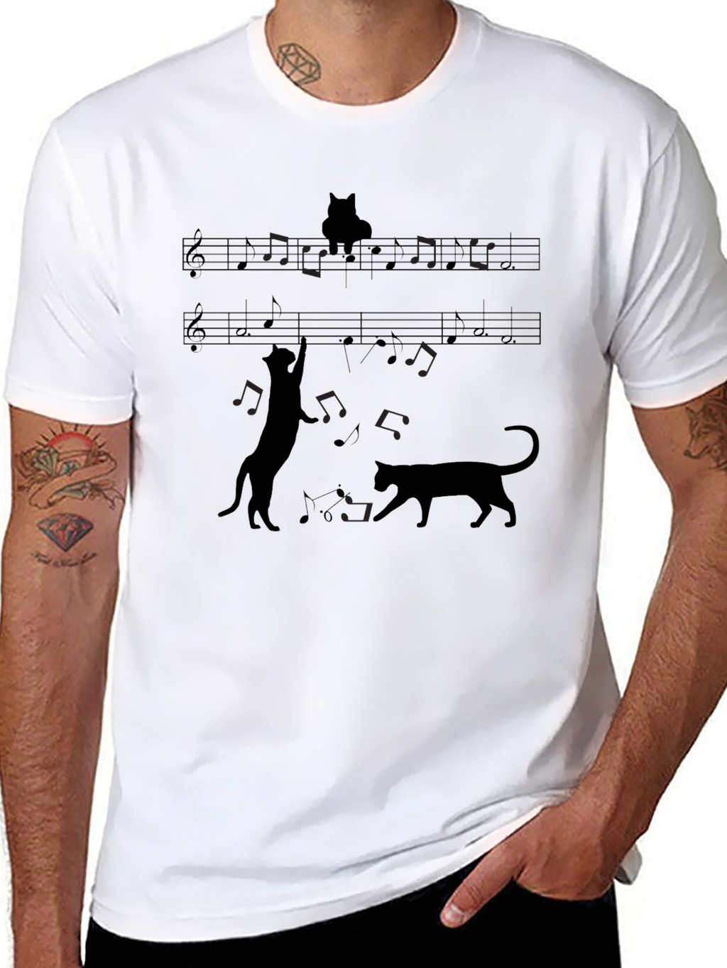 Musical Cats Black Graphic Tee