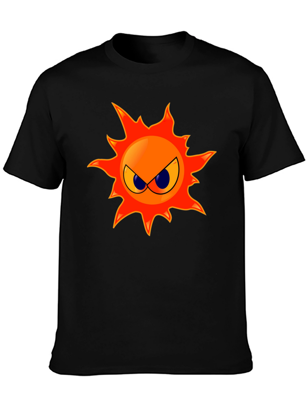 Angry Sun Graphic Tee - Black Cotton T-Shirt