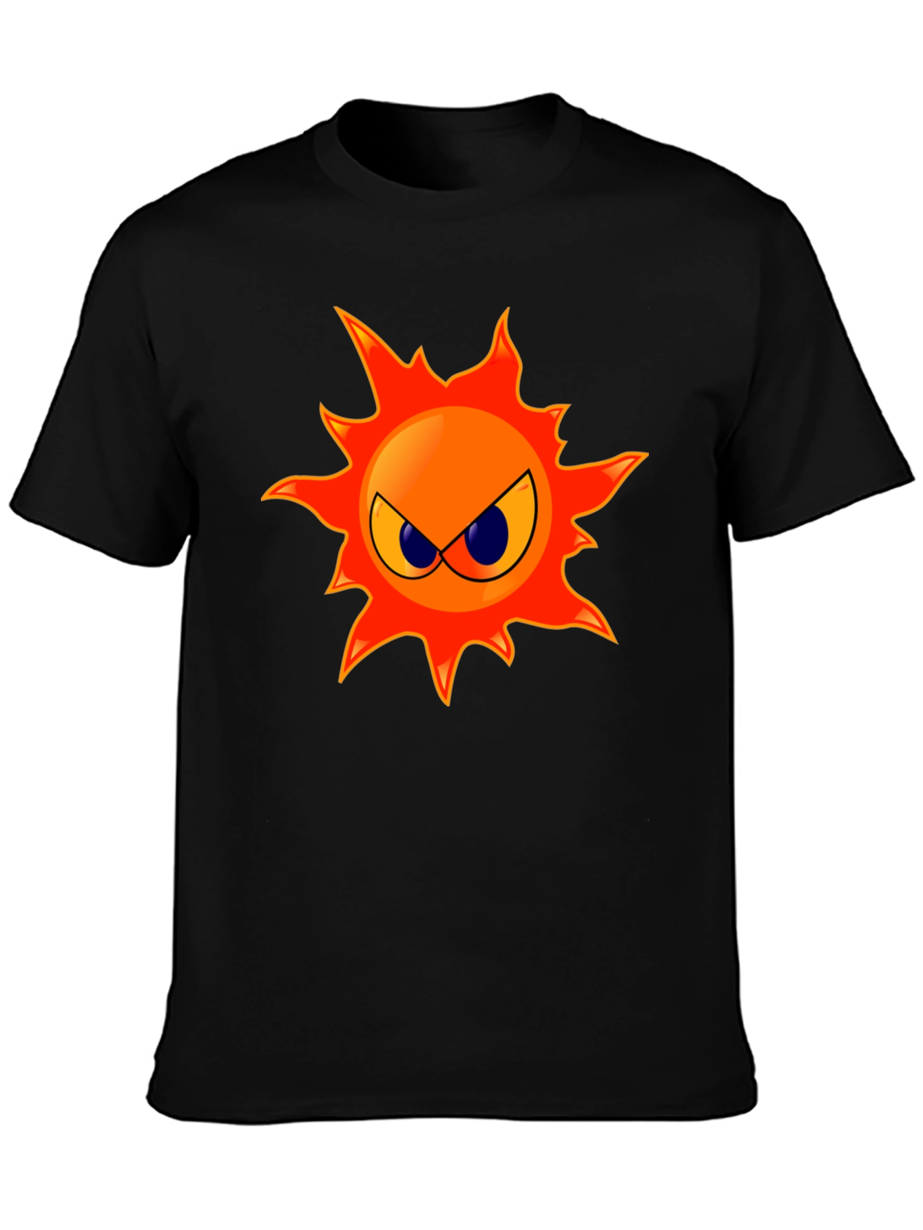 Angry Sun Graphic Tee - Black Cotton T-Shirt