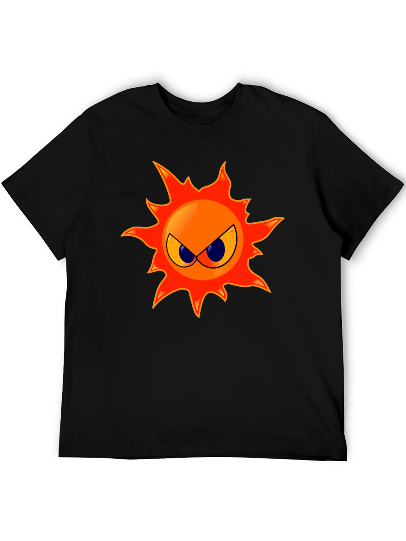 Angry Sun Graphic Tee - Black Cotton T-Shirt
