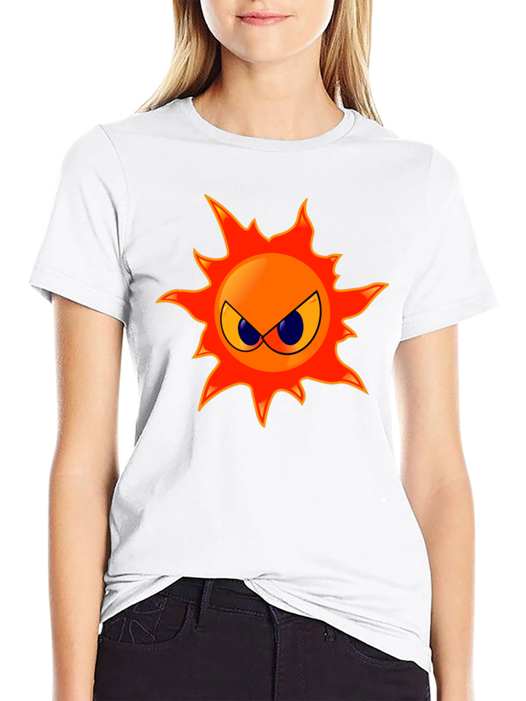 Angry Sun Graphic Tee - Black Cotton T-Shirt
