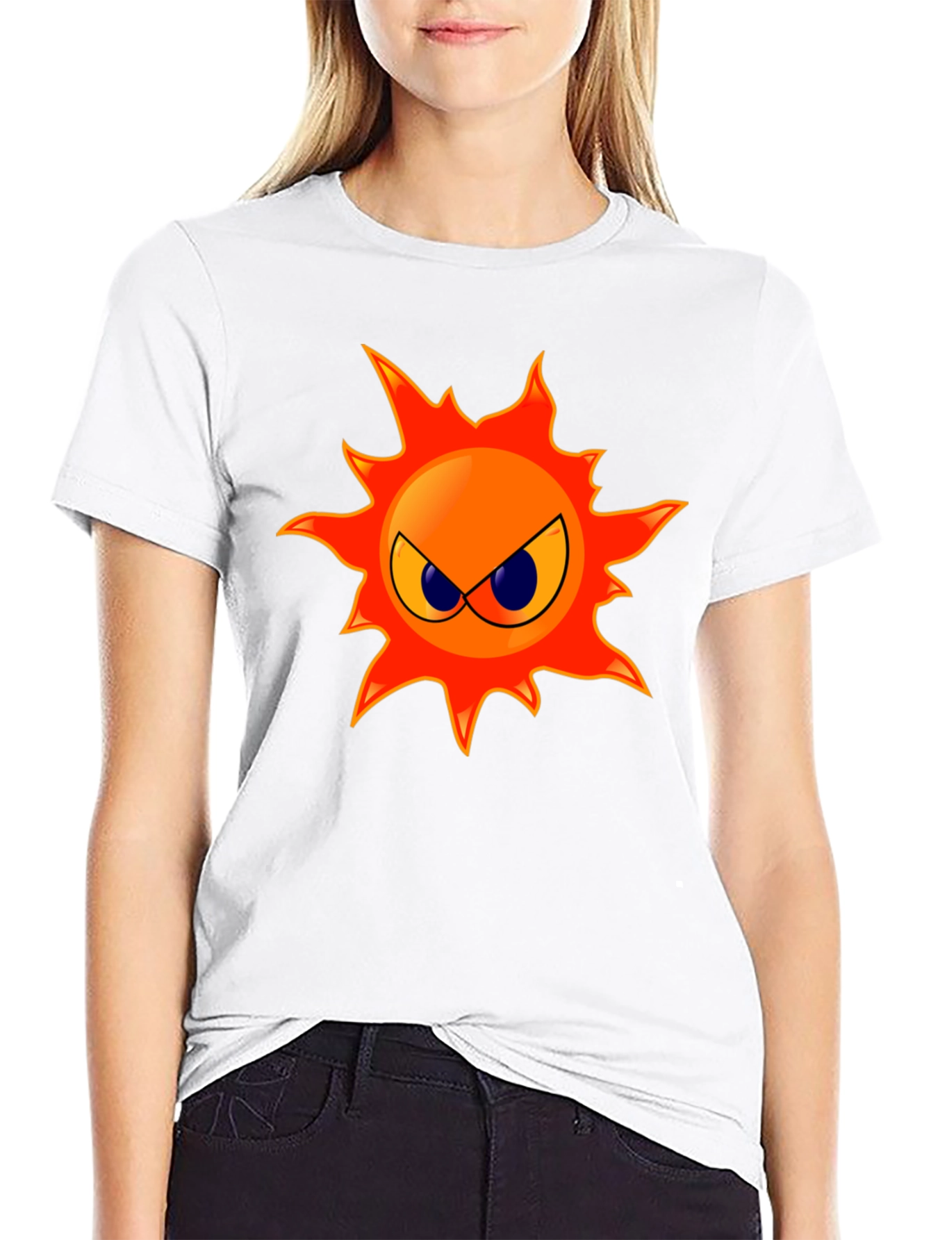 Angry Sun Graphic Tee - Black Cotton T-Shirt