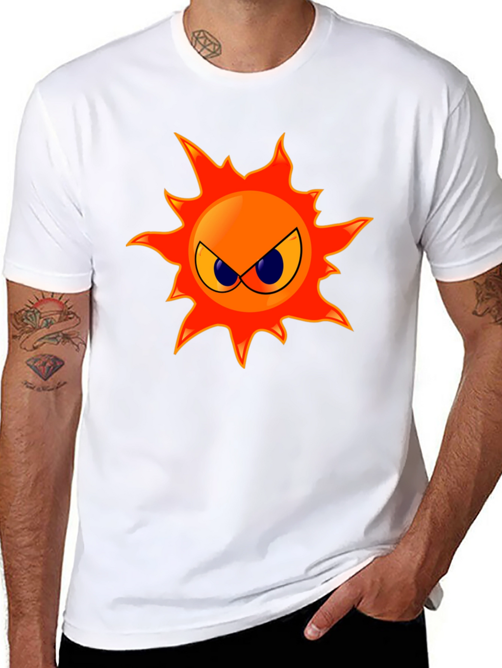 Angry Sun Graphic Tee - Black Cotton T-Shirt