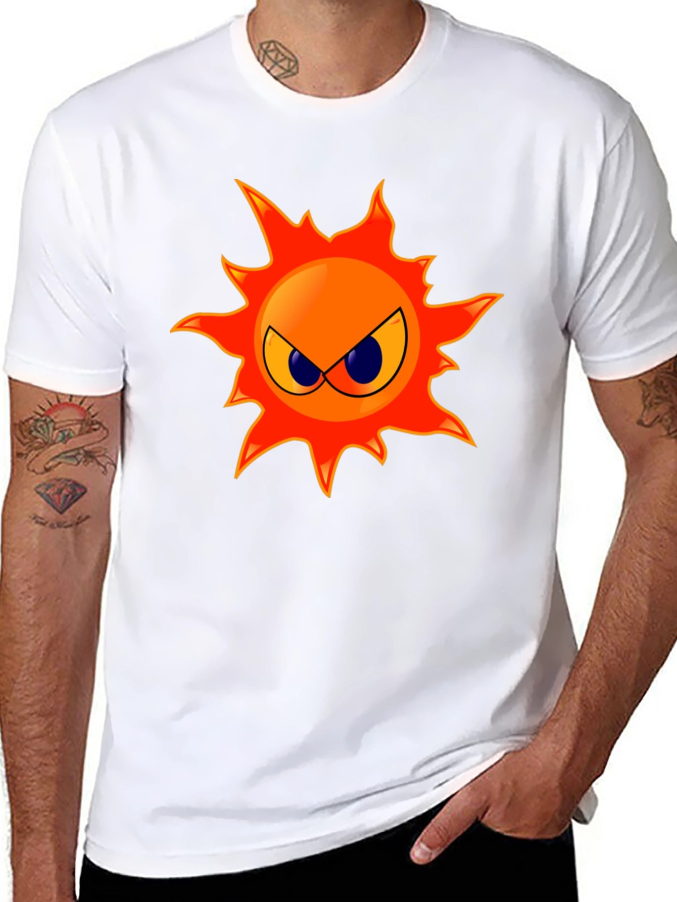 Angry Sun Graphic Tee - Black Cotton T-Shirt