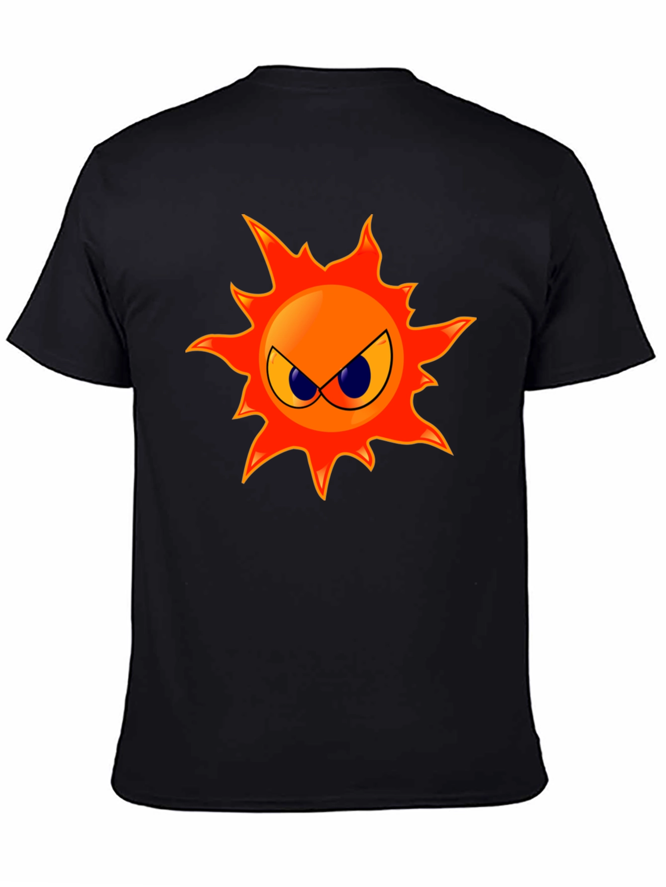 Angry Sun Graphic Tee - Black Cotton T-Shirt