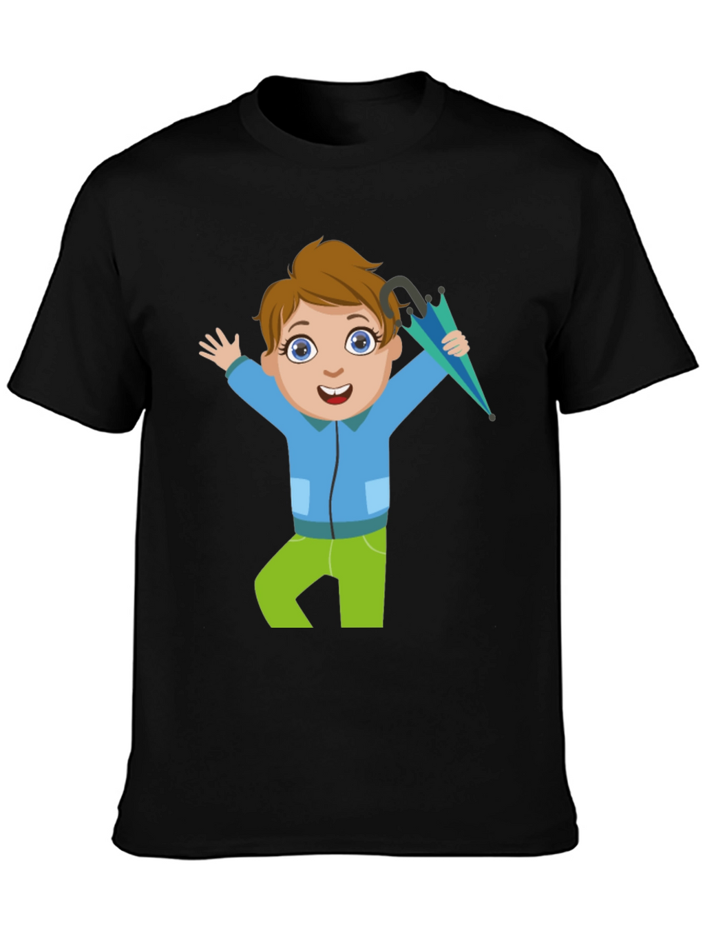 Cartoon Boy Black T-Shirt