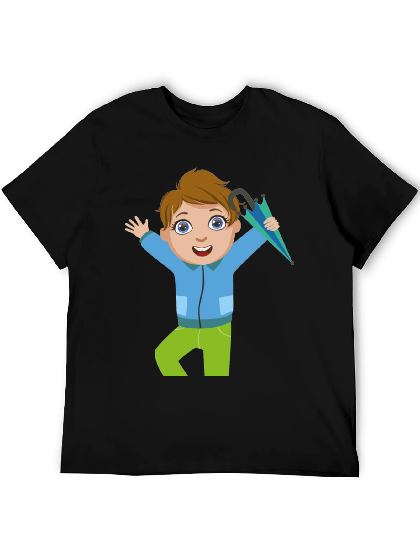 Cartoon Boy Black T-Shirt