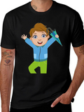 Cartoon Boy Black T-Shirt