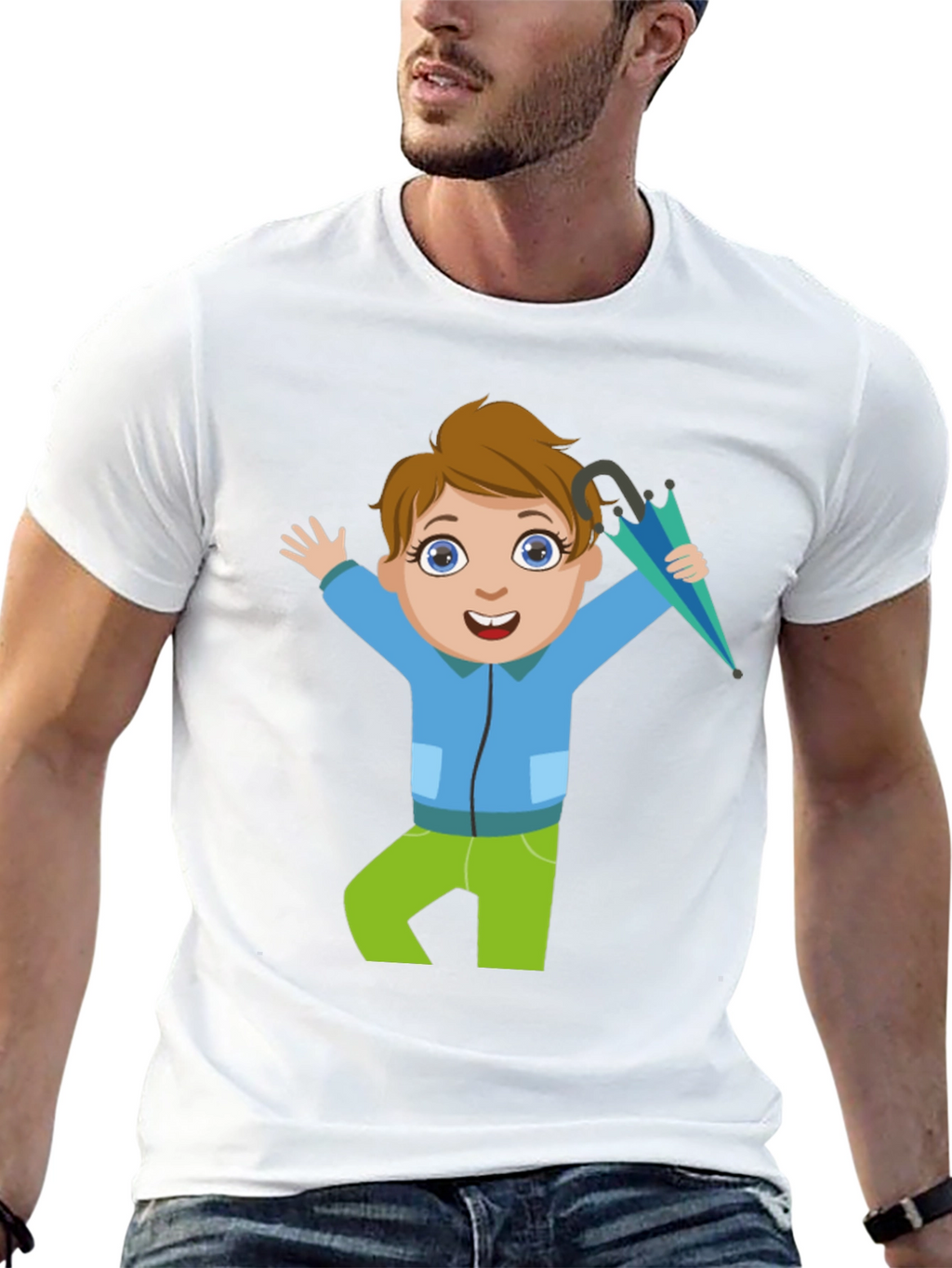 Cartoon Boy Black T-Shirt