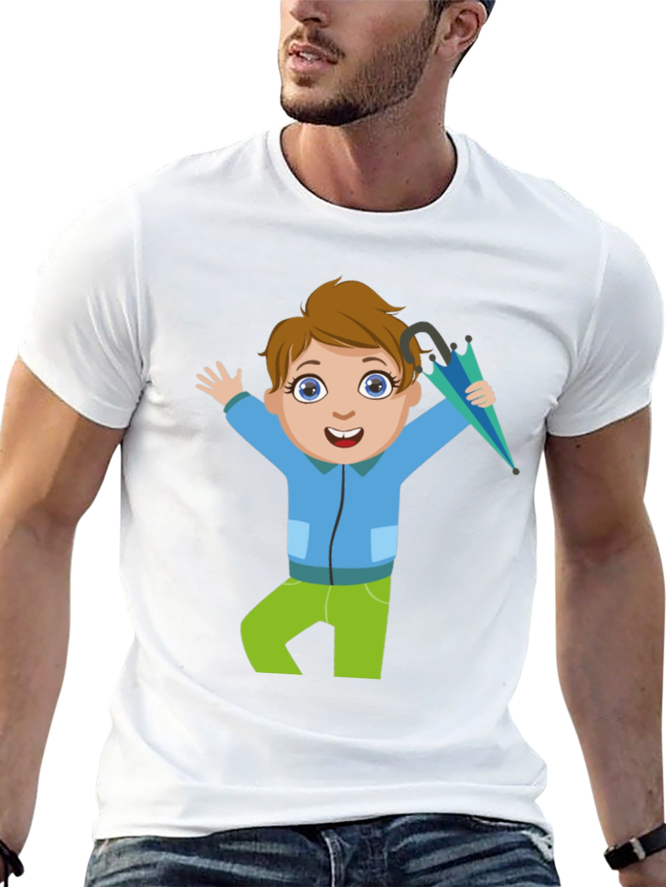 Cartoon Boy Black T-Shirt