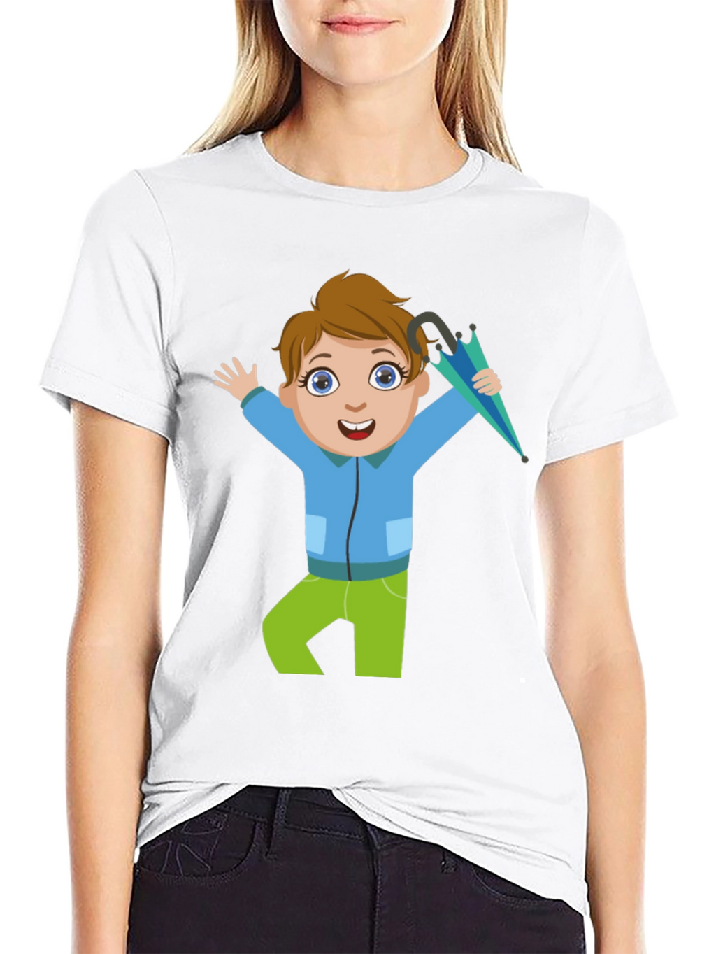 Cartoon Boy Black T-Shirt