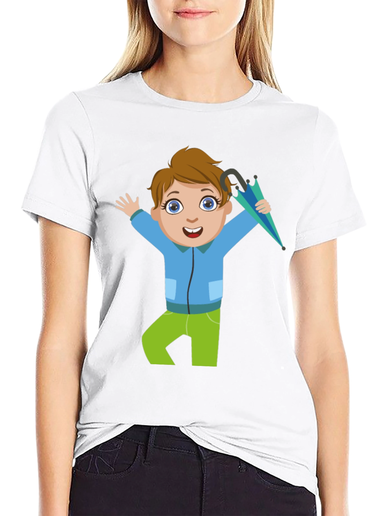 Cartoon Boy Black T-Shirt