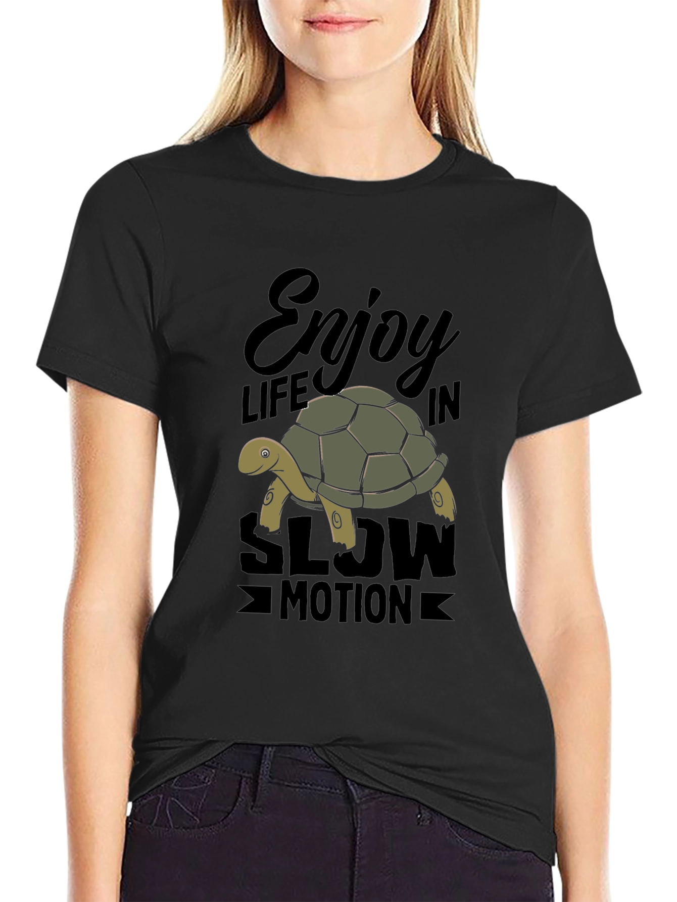 Enjoy Life Turtle Graphic T-Shirt