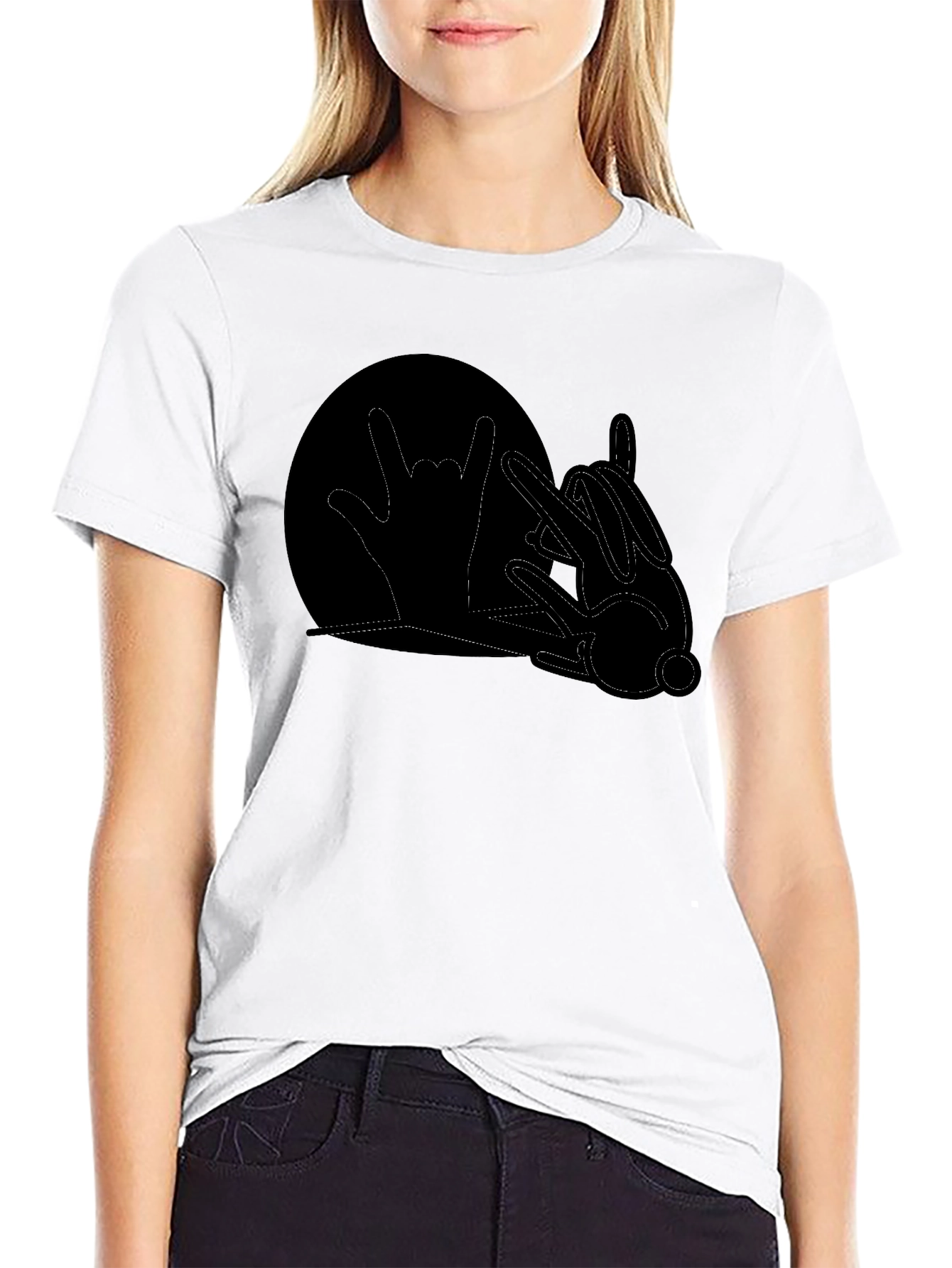 Rock On Rabbit Graphic T-Shirt - Black