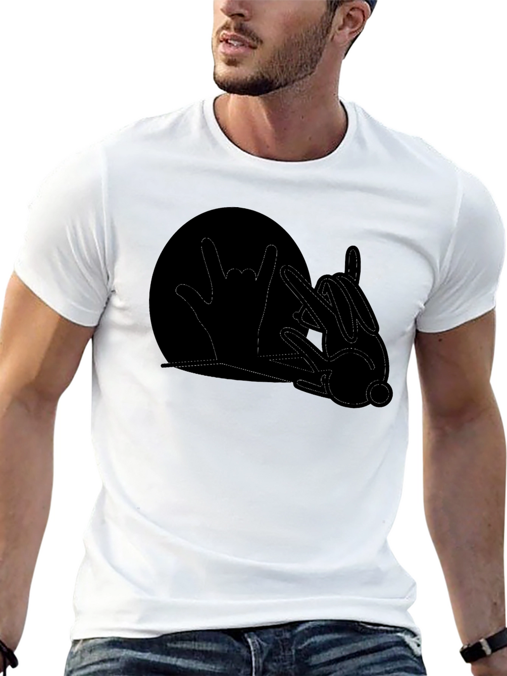 Rock On Rabbit Graphic T-Shirt - Black