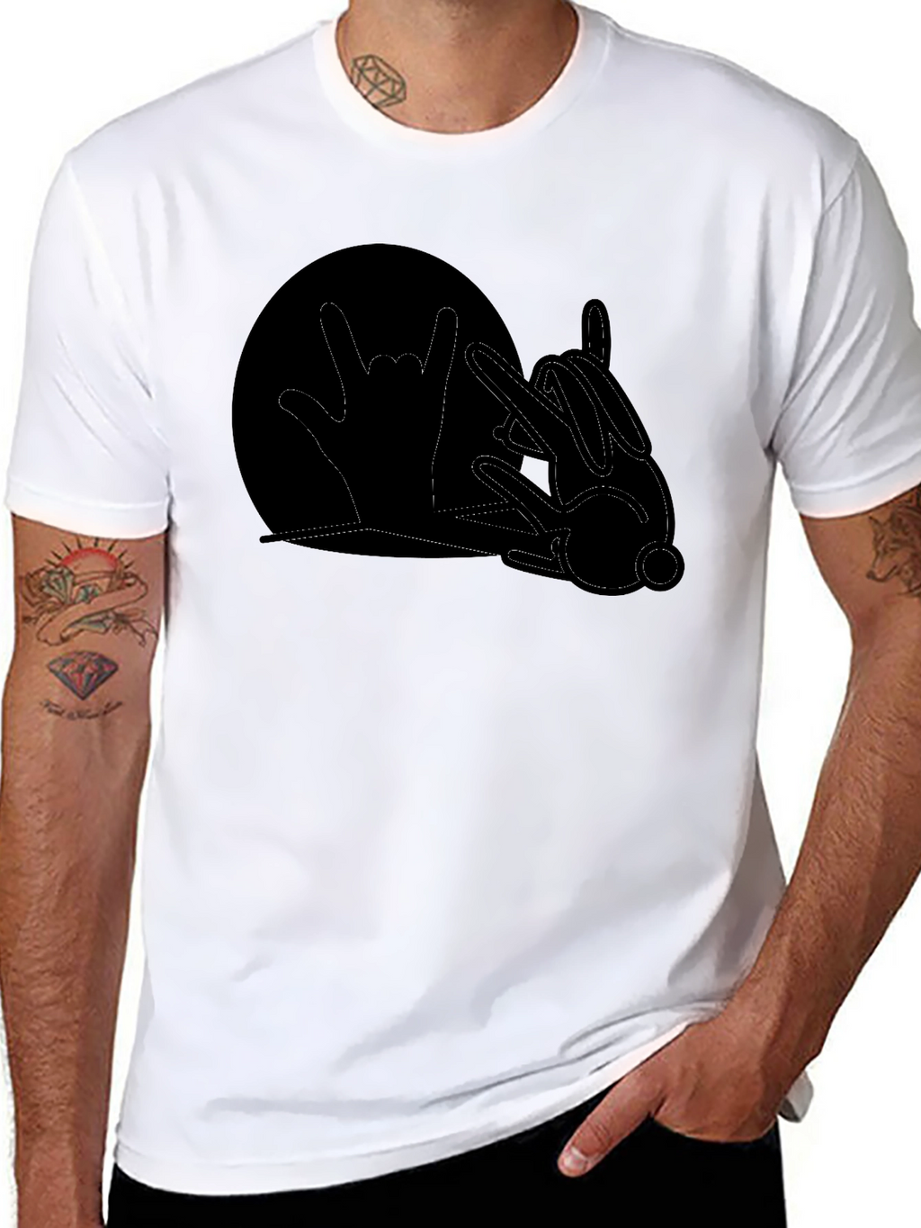 Rock On Rabbit Graphic T-Shirt - Black