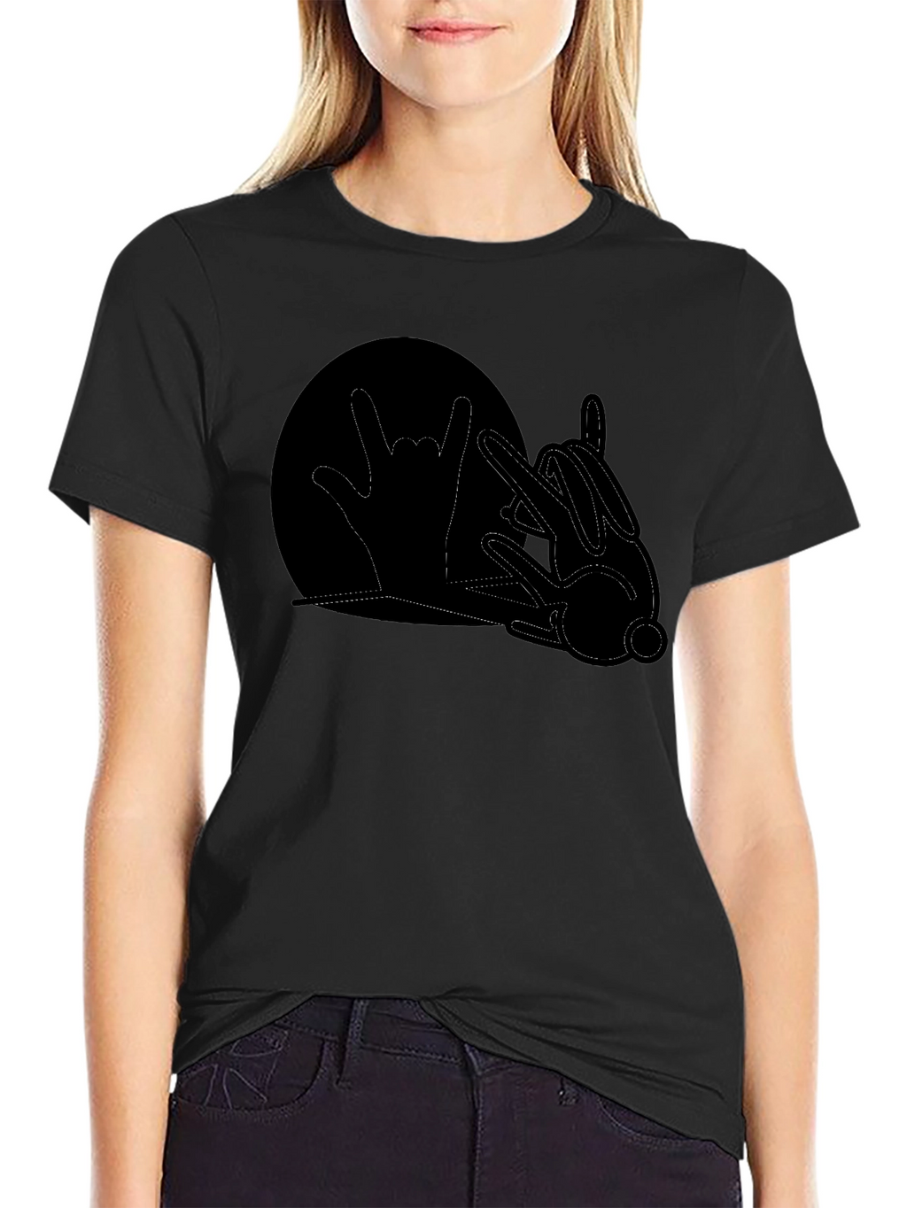Rock On Rabbit Graphic T-Shirt - Black