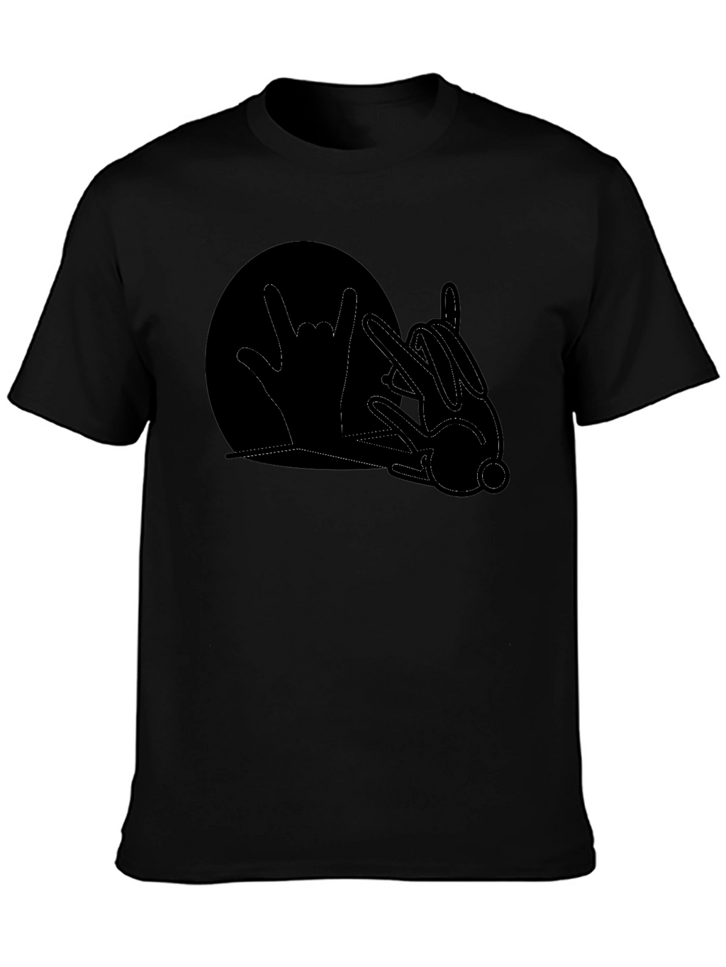 Rock On Rabbit Graphic T-Shirt - Black