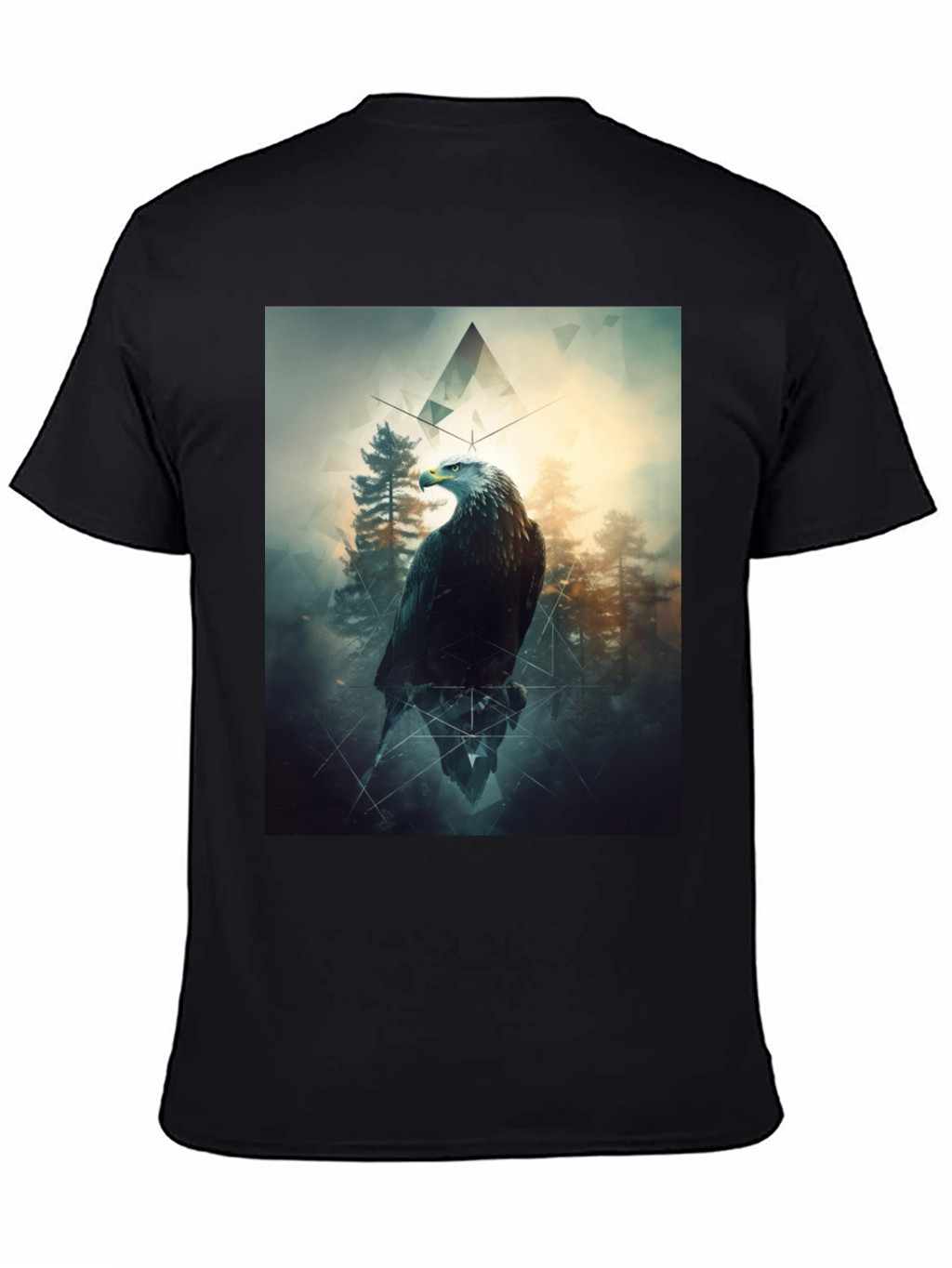 Eagle Forest Graphic Print Black T-Shirt