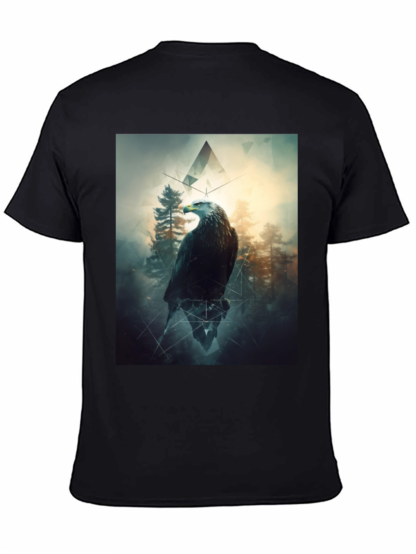 Eagle Forest Graphic Print Black T-Shirt