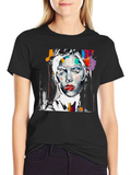 Abstract Woman Art Print Black Crewneck T-Shirt