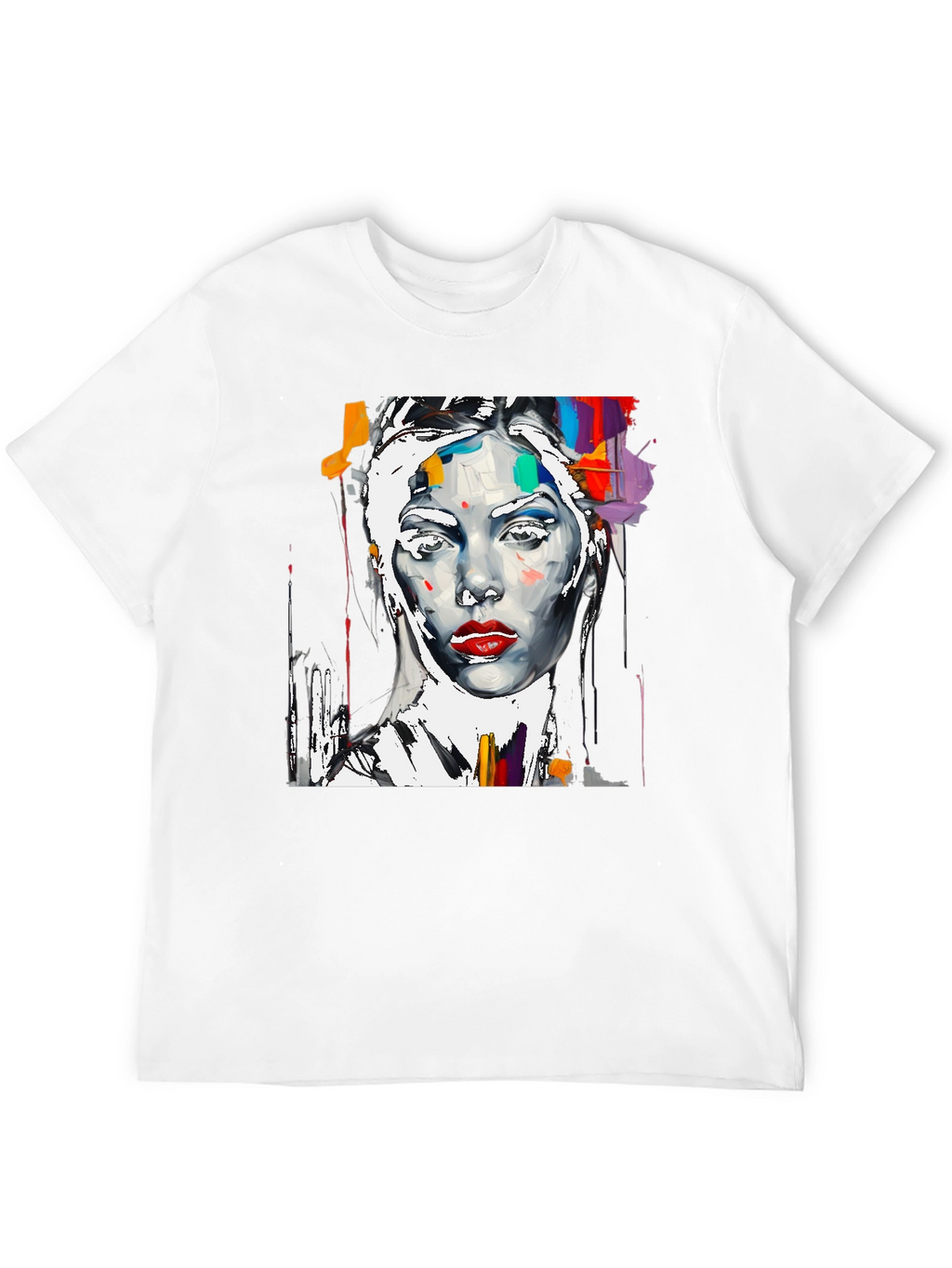 Abstract Woman Art Print Black Crewneck T-Shirt