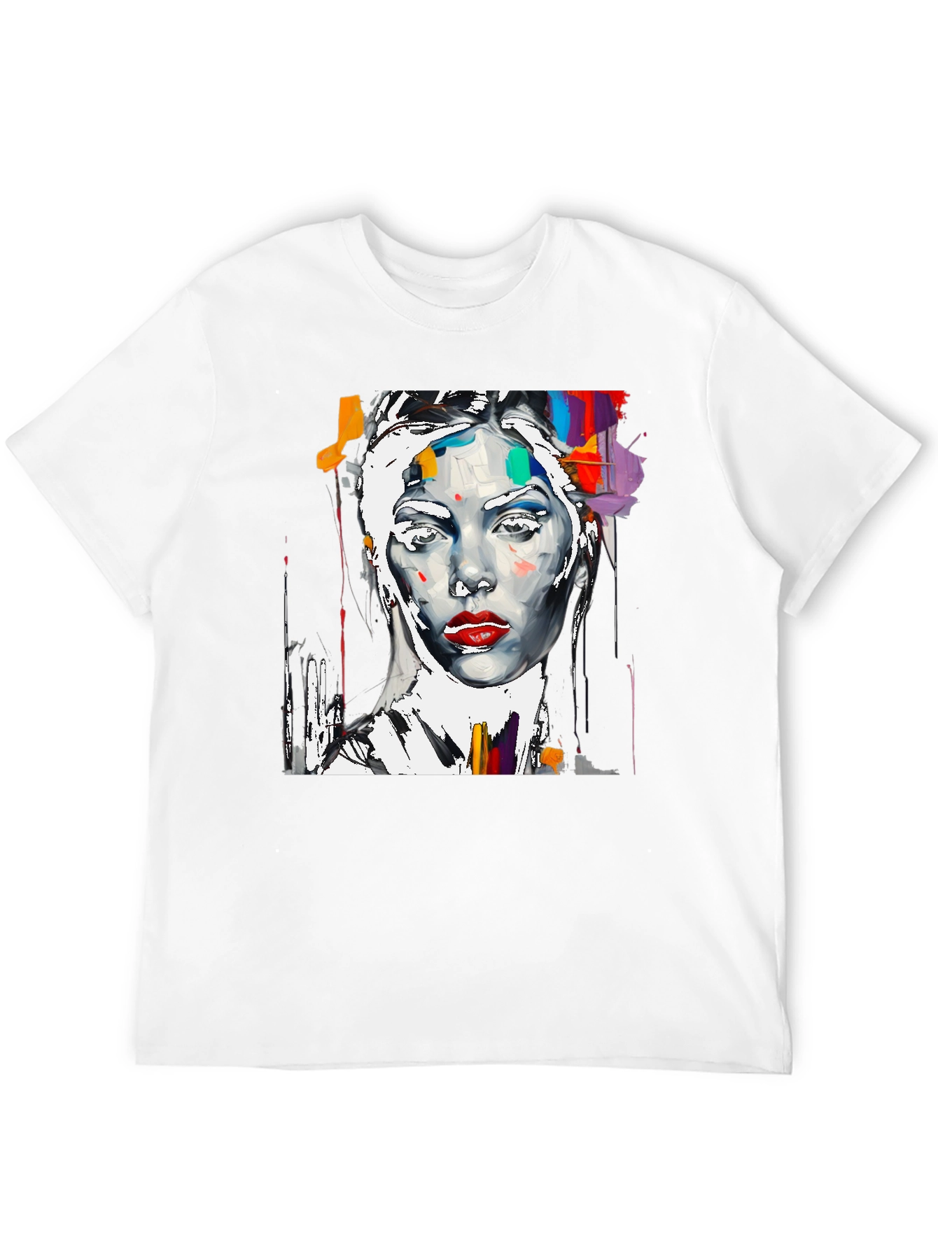 Abstract Woman Art Print Black Crewneck T-Shirt