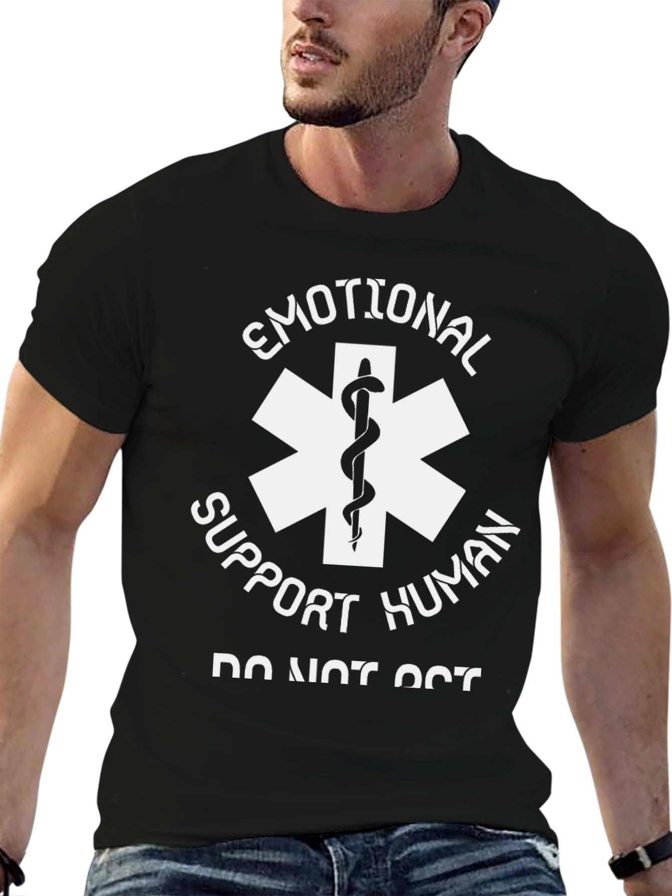 Emotional Support Human T-Shirt Funny EMS Star of Life Tee