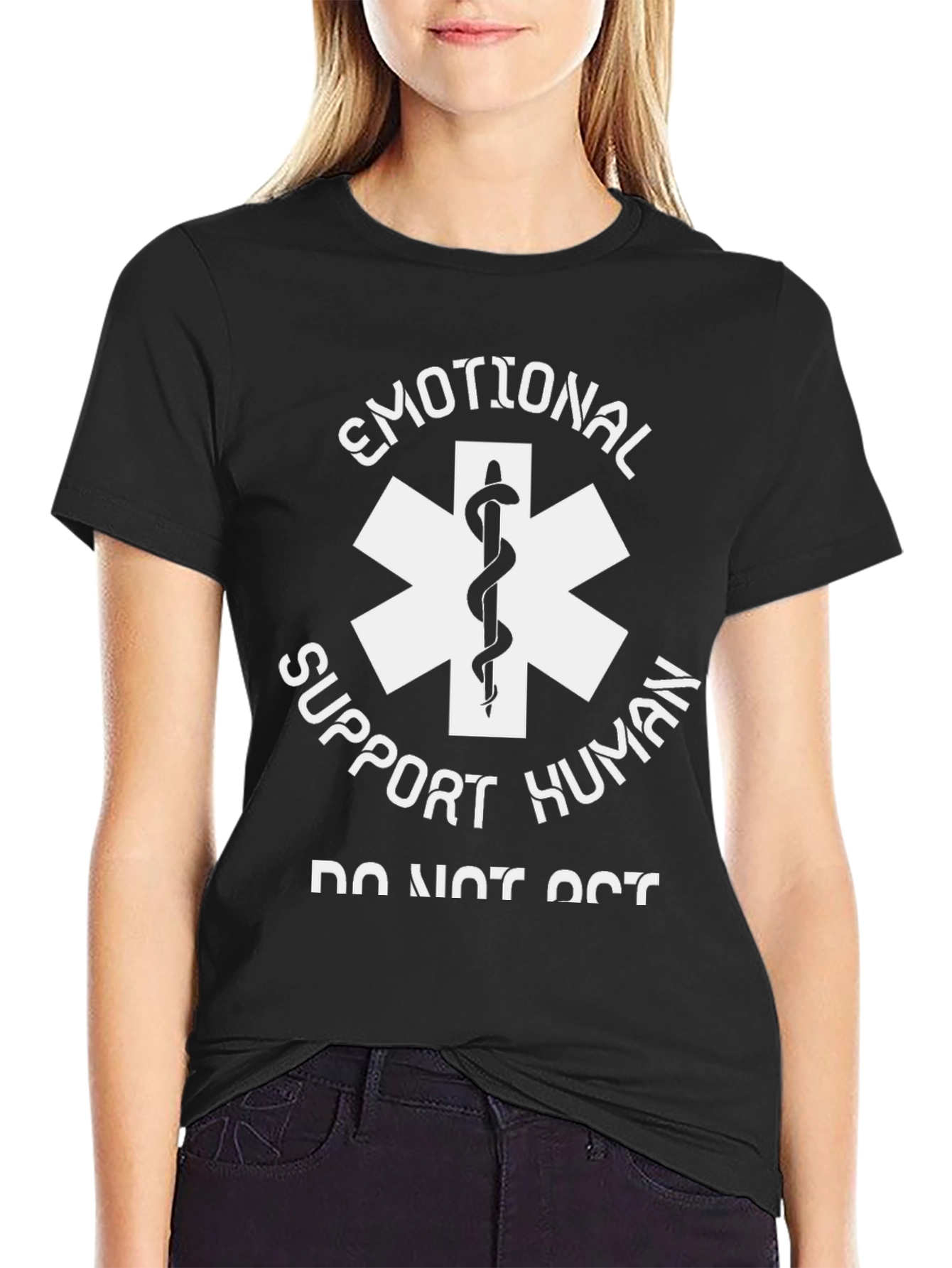 Emotional Support Human T-Shirt Funny EMS Star of Life Tee