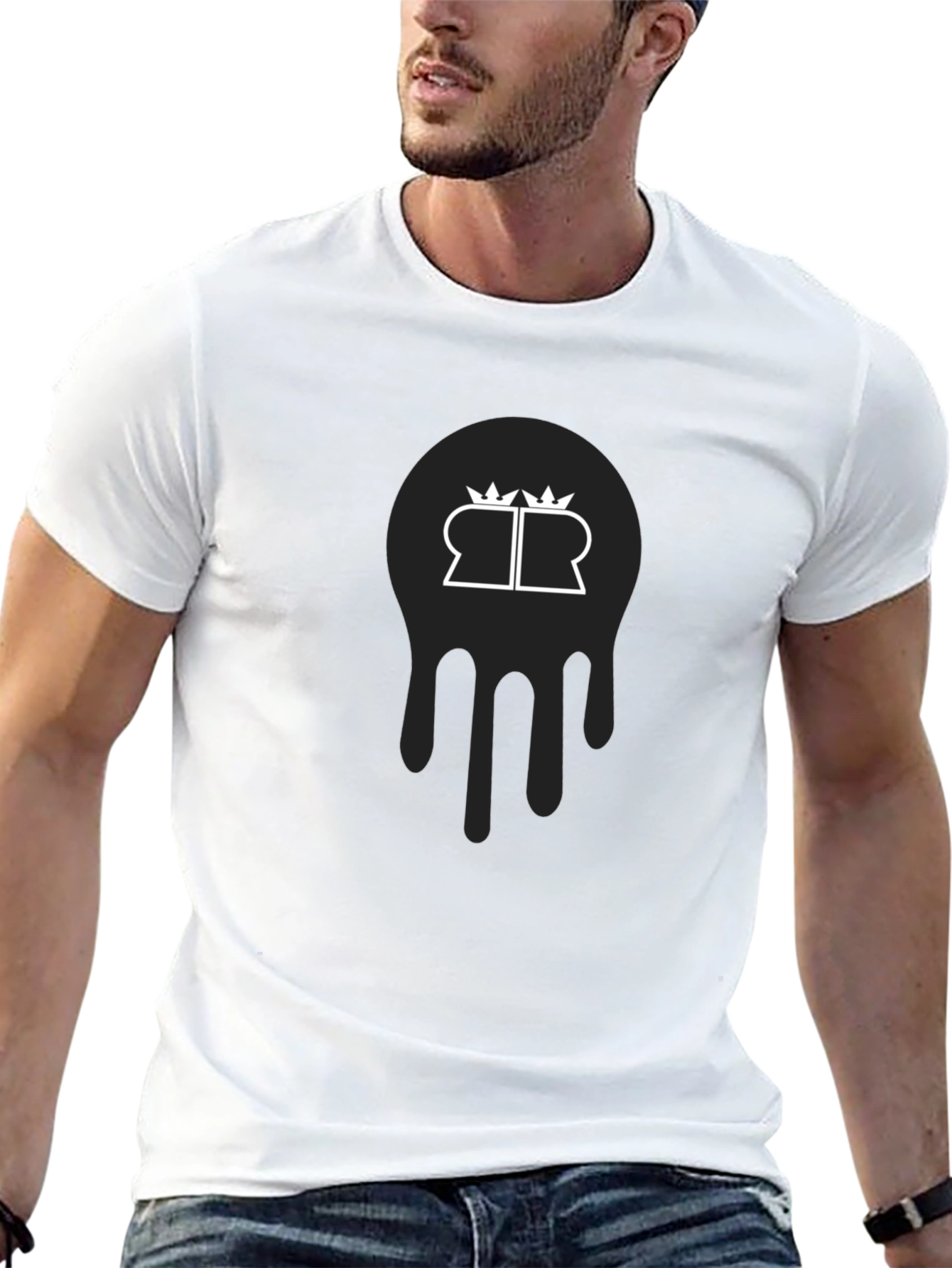 Mens Black Graphic Tee - Dripping Crown Logo