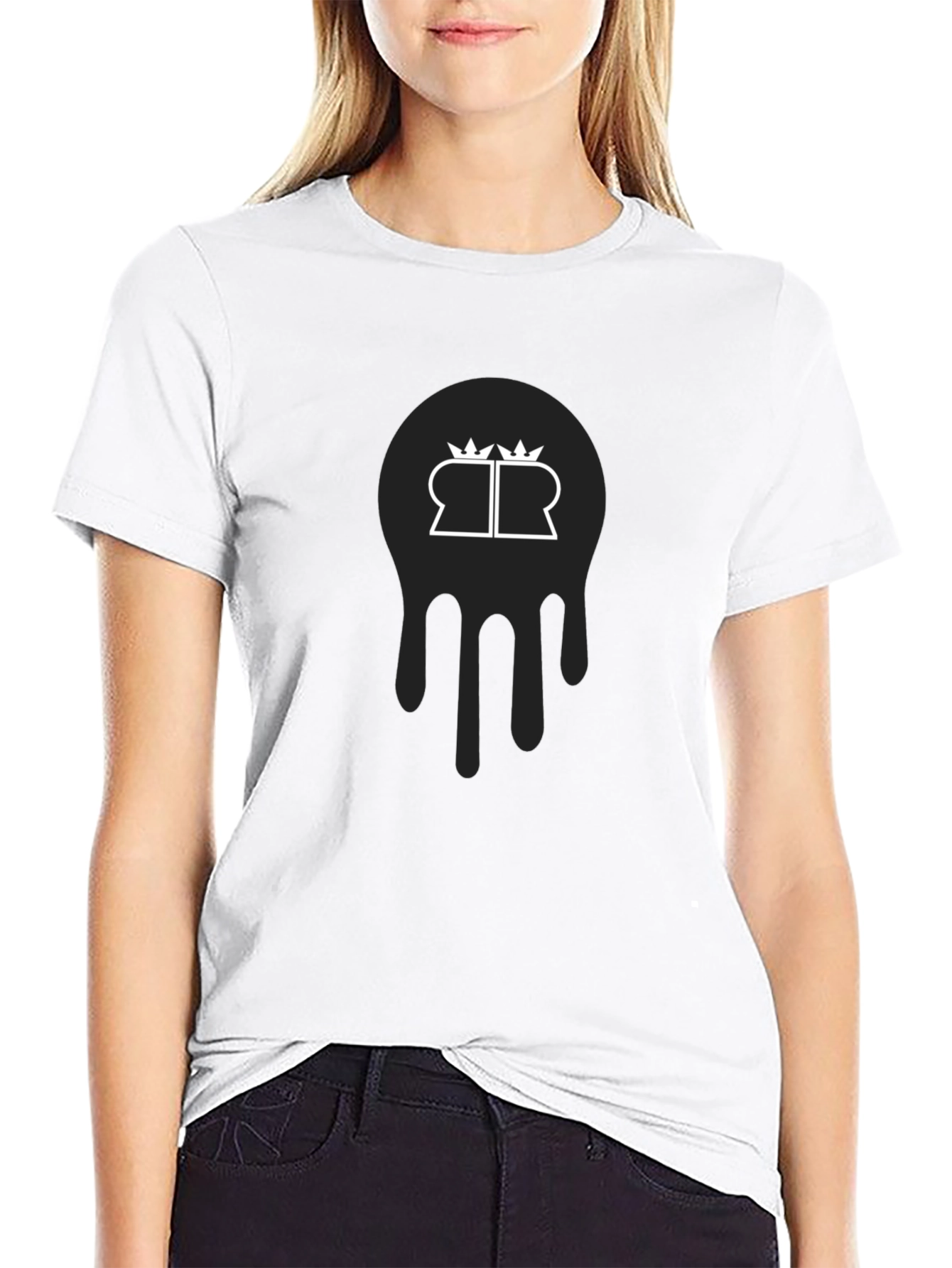 Mens Black Graphic Tee - Dripping Crown Logo