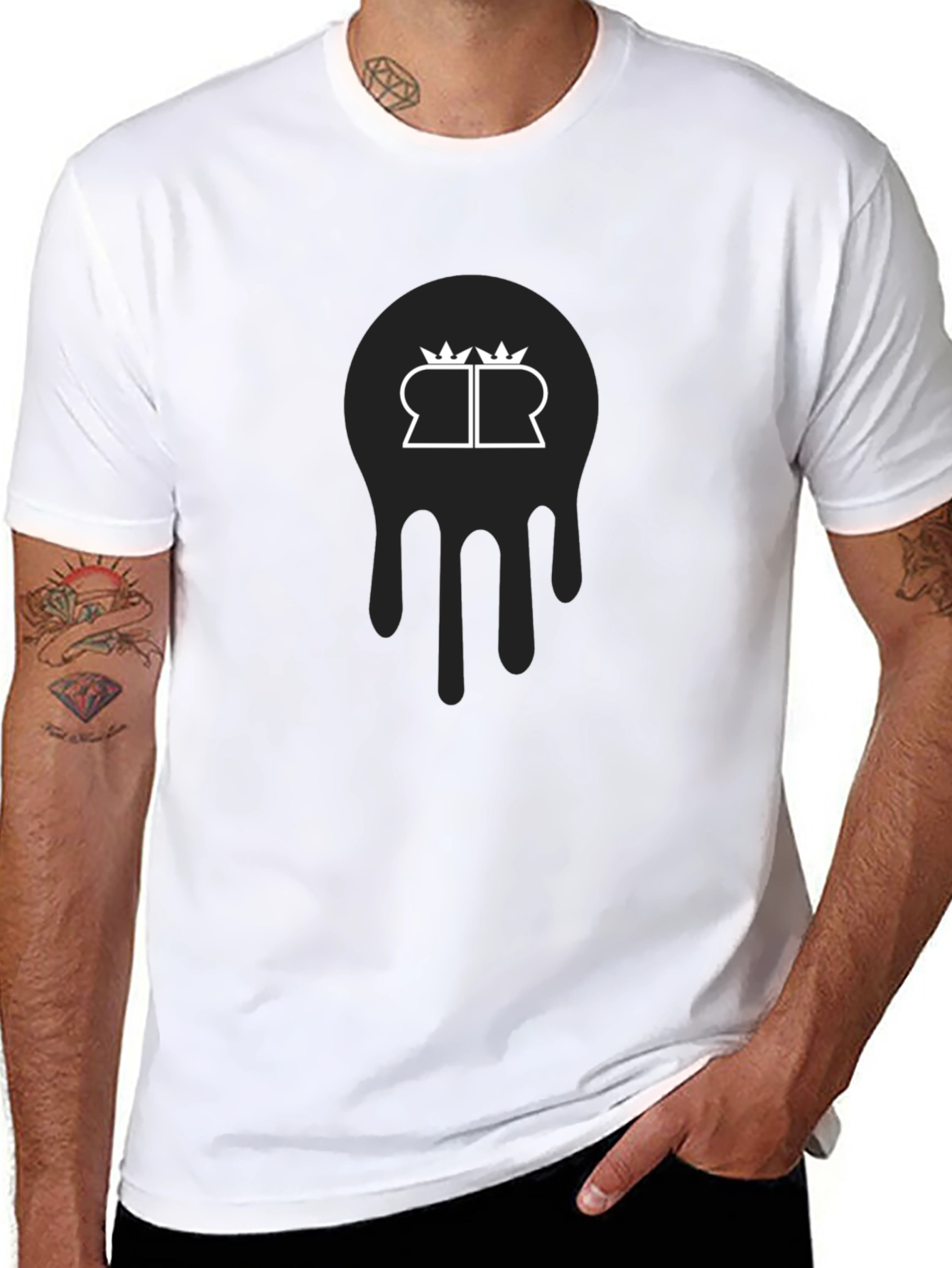 Mens Black Graphic Tee - Dripping Crown Logo